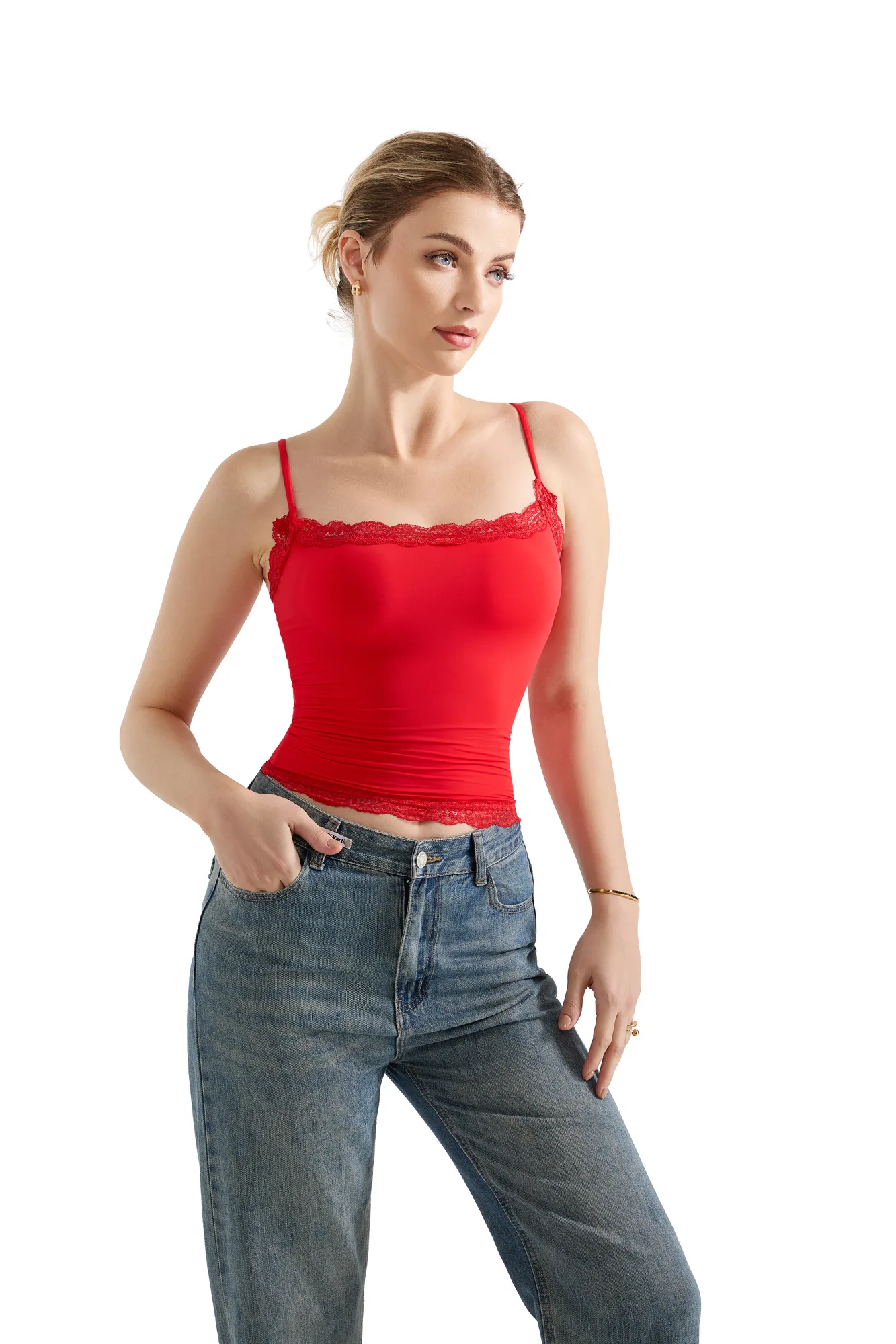 Buttery Soft Cami Lace Tank Top - Image 15