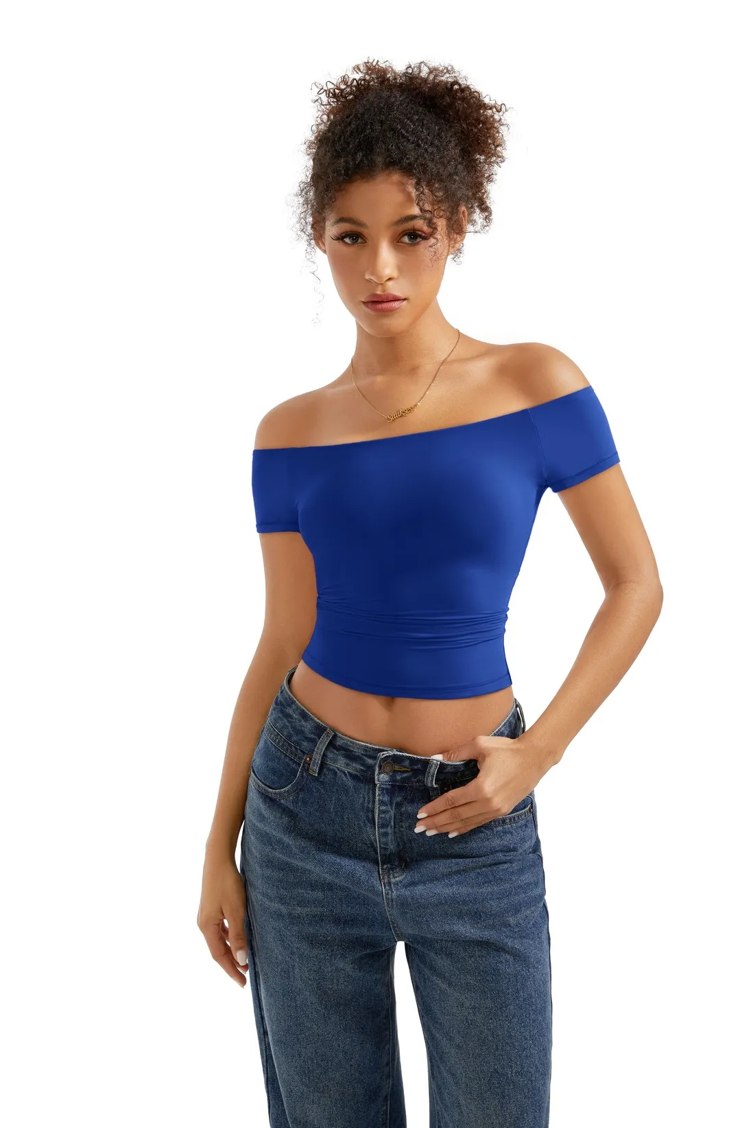 Buttery Soft Off Shoulder Shirt - Short Sleeve - Image 30