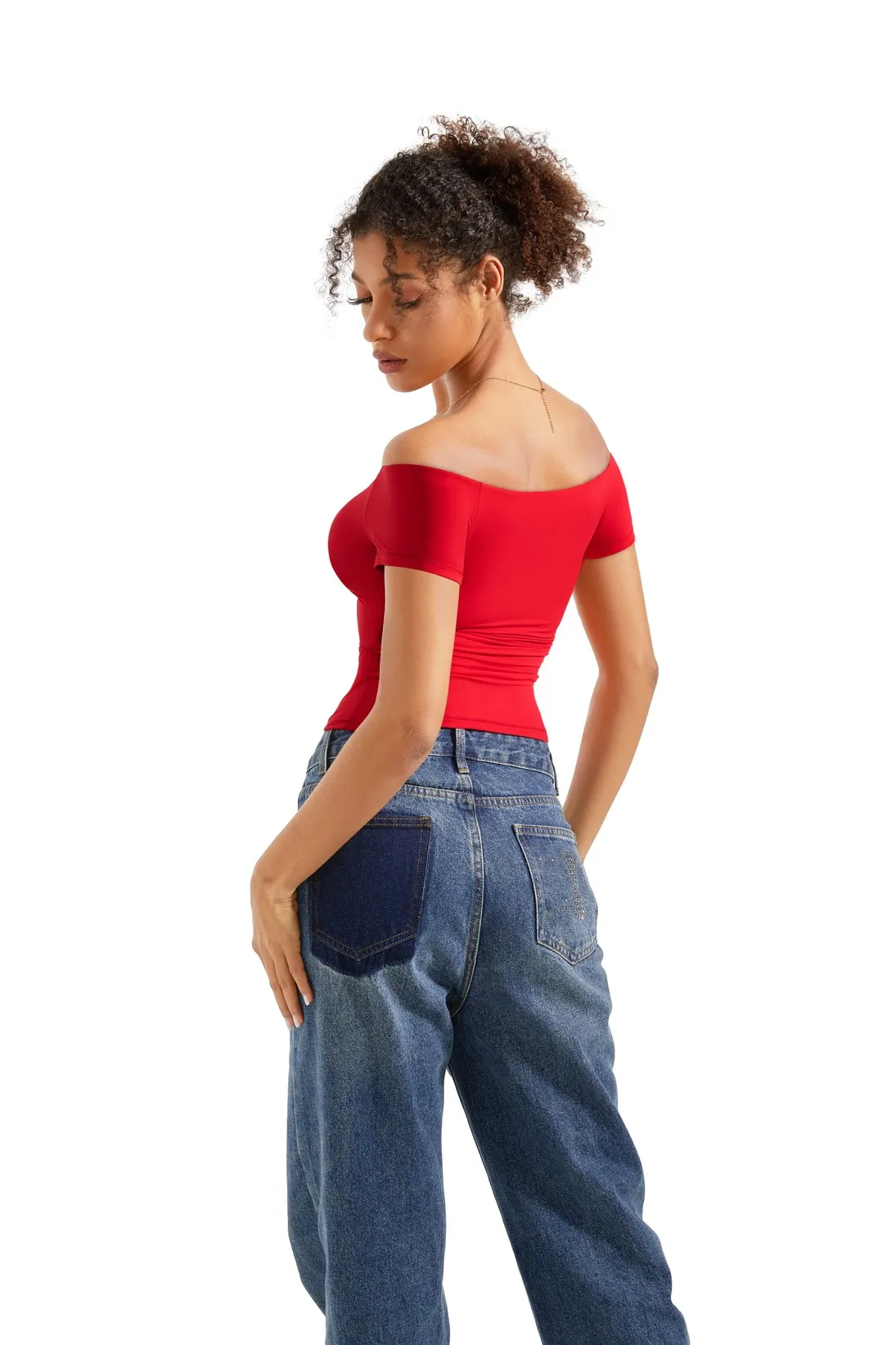 Buttery Soft Off Shoulder Shirt - Short Sleeve - Image 49