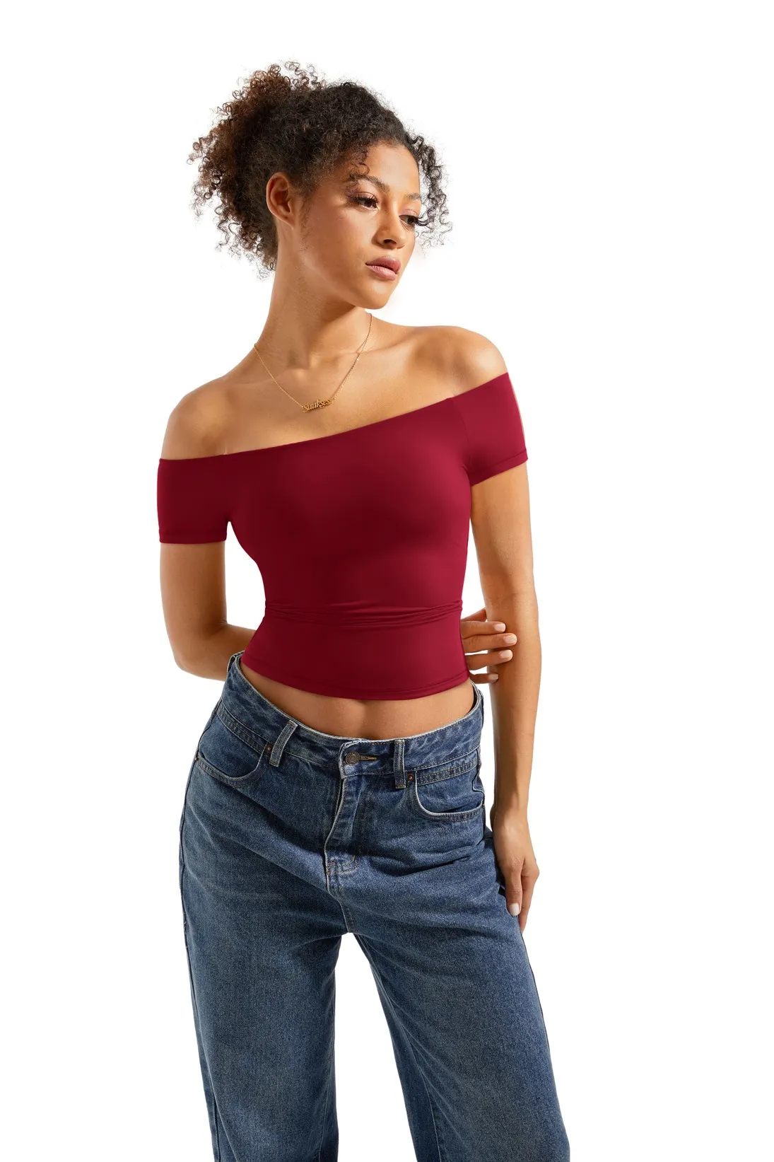 Buttery Soft Off Shoulder Shirt - Short Sleeve - Image 59