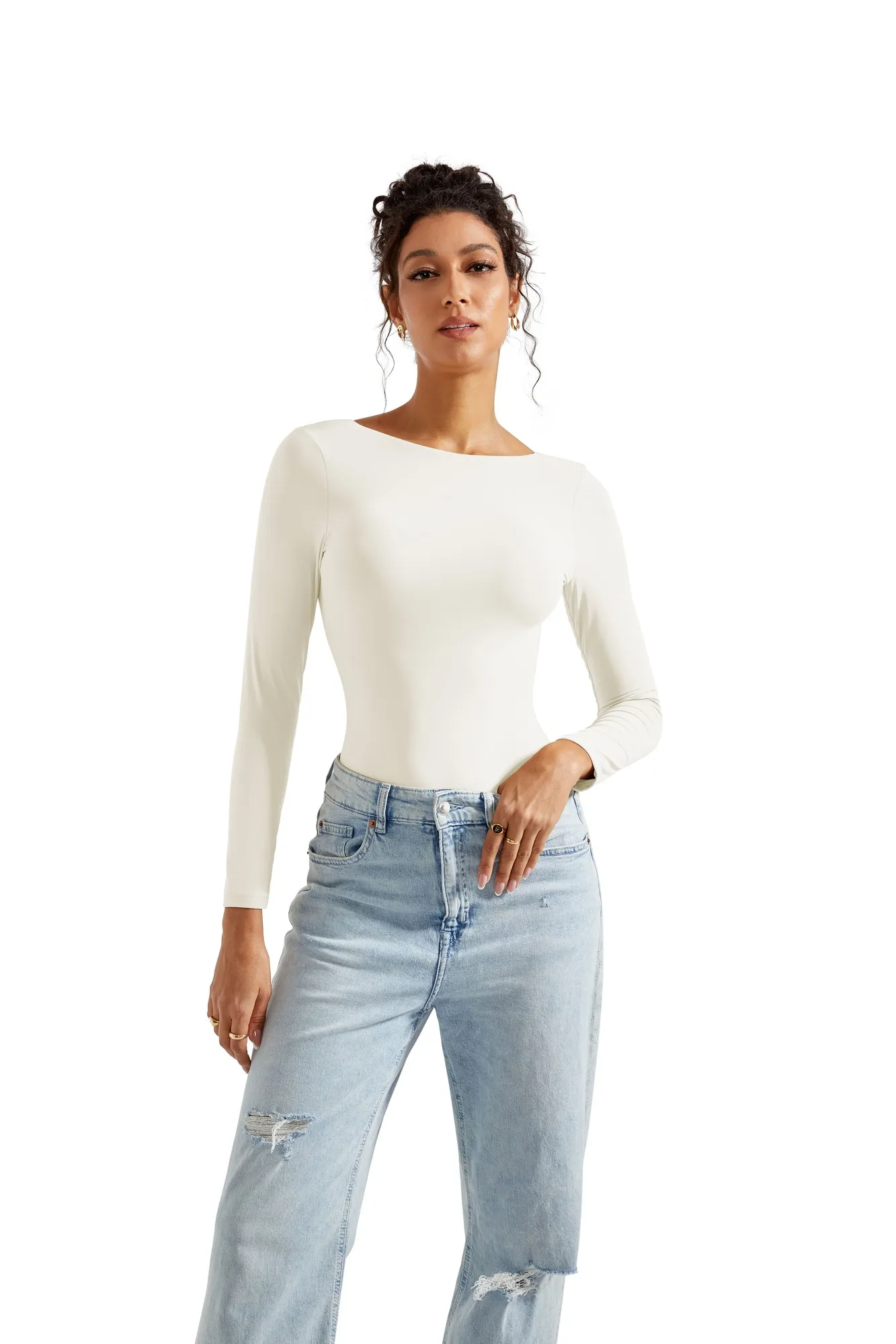 Buttery Soft Open Back Bodysuit - Long Sleeve - Image 20