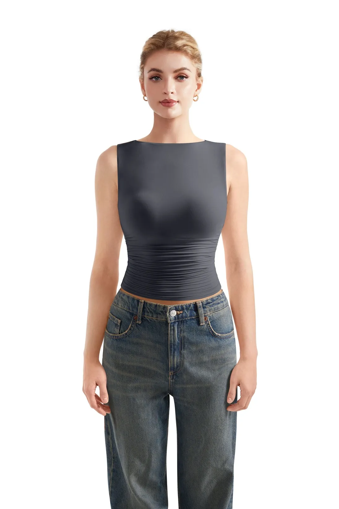 Buttery Soft Side Ruched Tank Top - Image 41