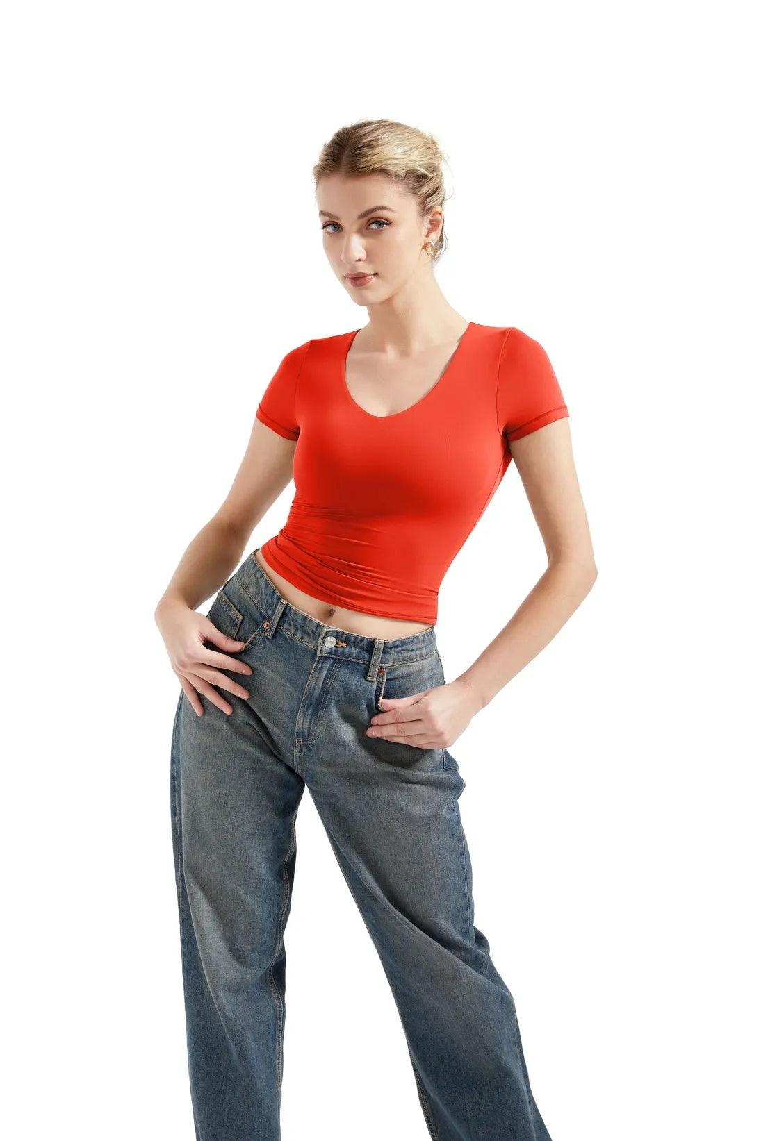 Buttery Soft V Neck Shirt - Short Sleeve - Image 30