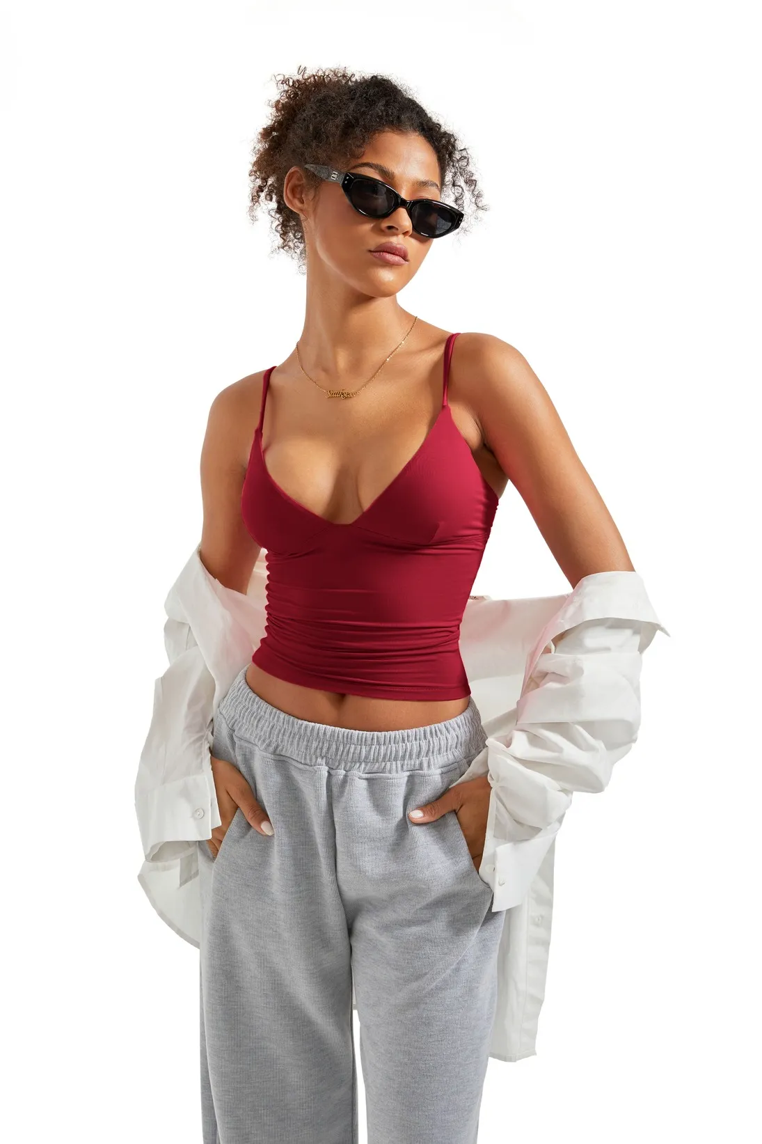 Buttery Soft Cami V Neck Tank Top - Image 74