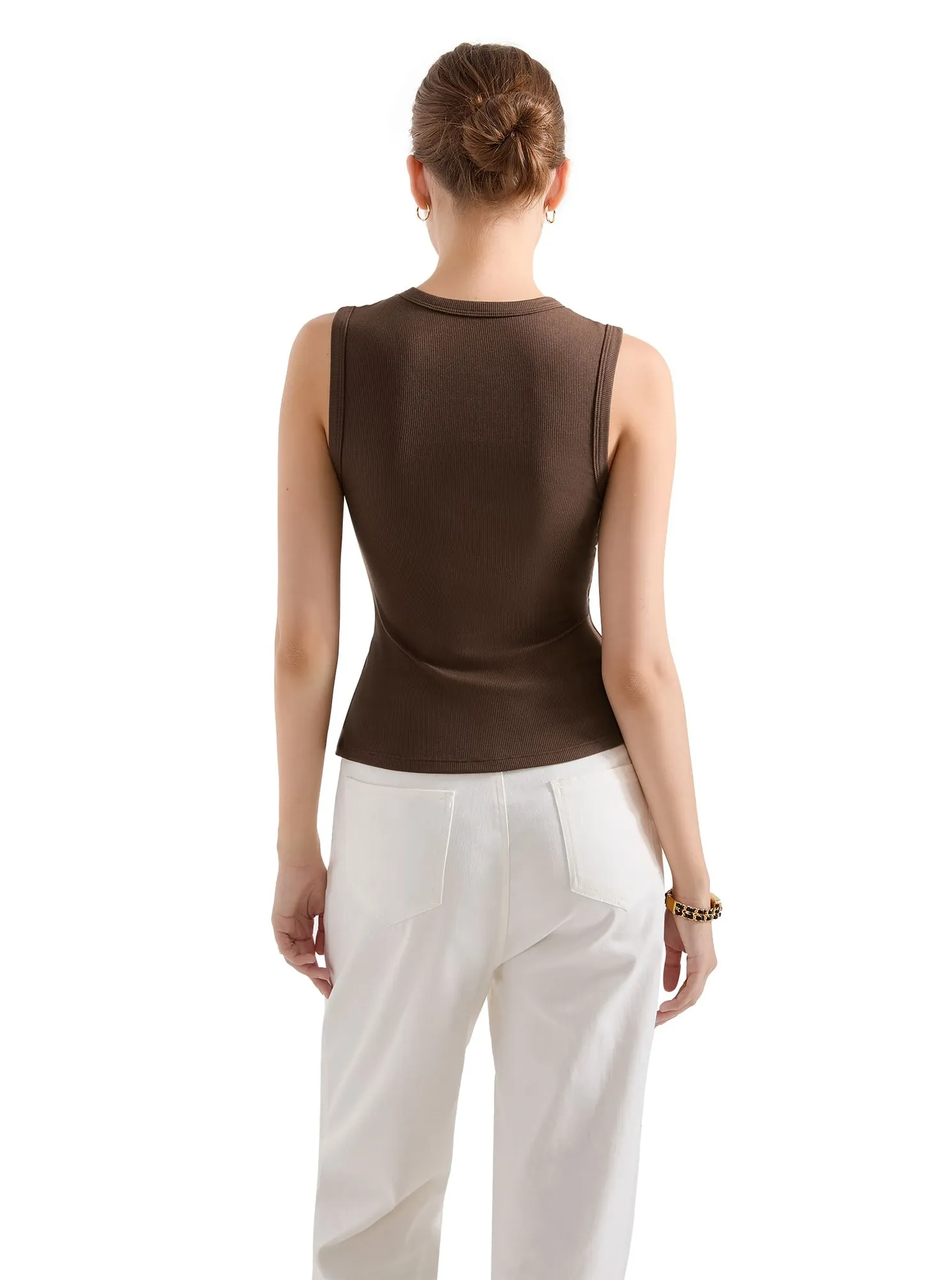 Cotton Ribbed Button Tank Top - Image 10