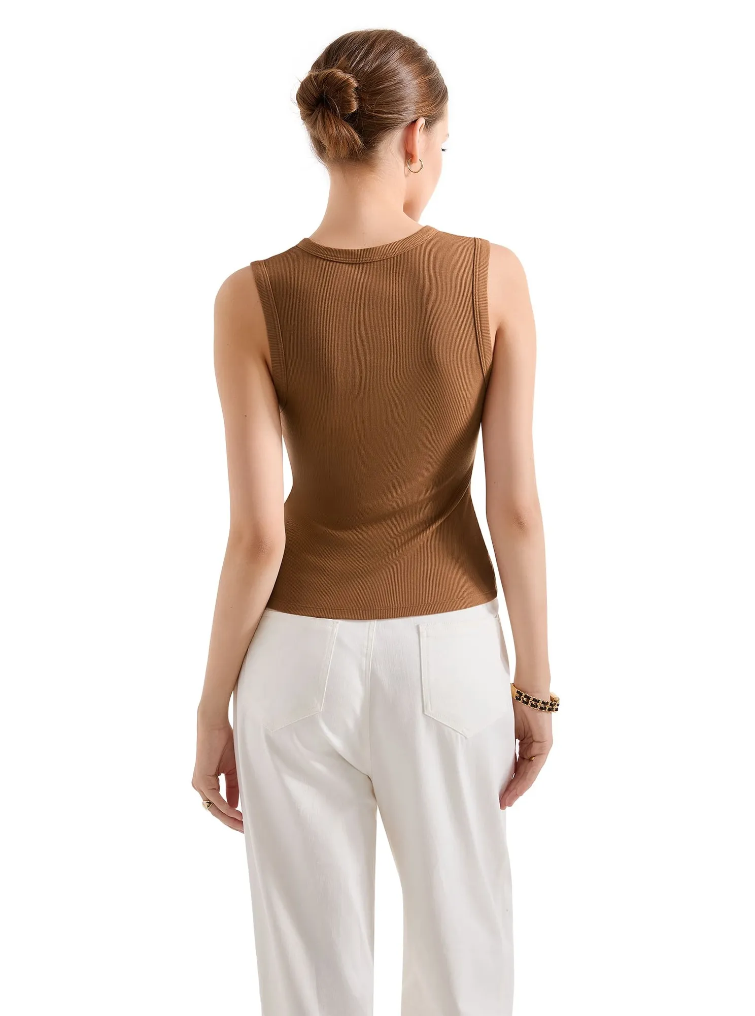 Cotton Ribbed Button Tank Top - Image 24