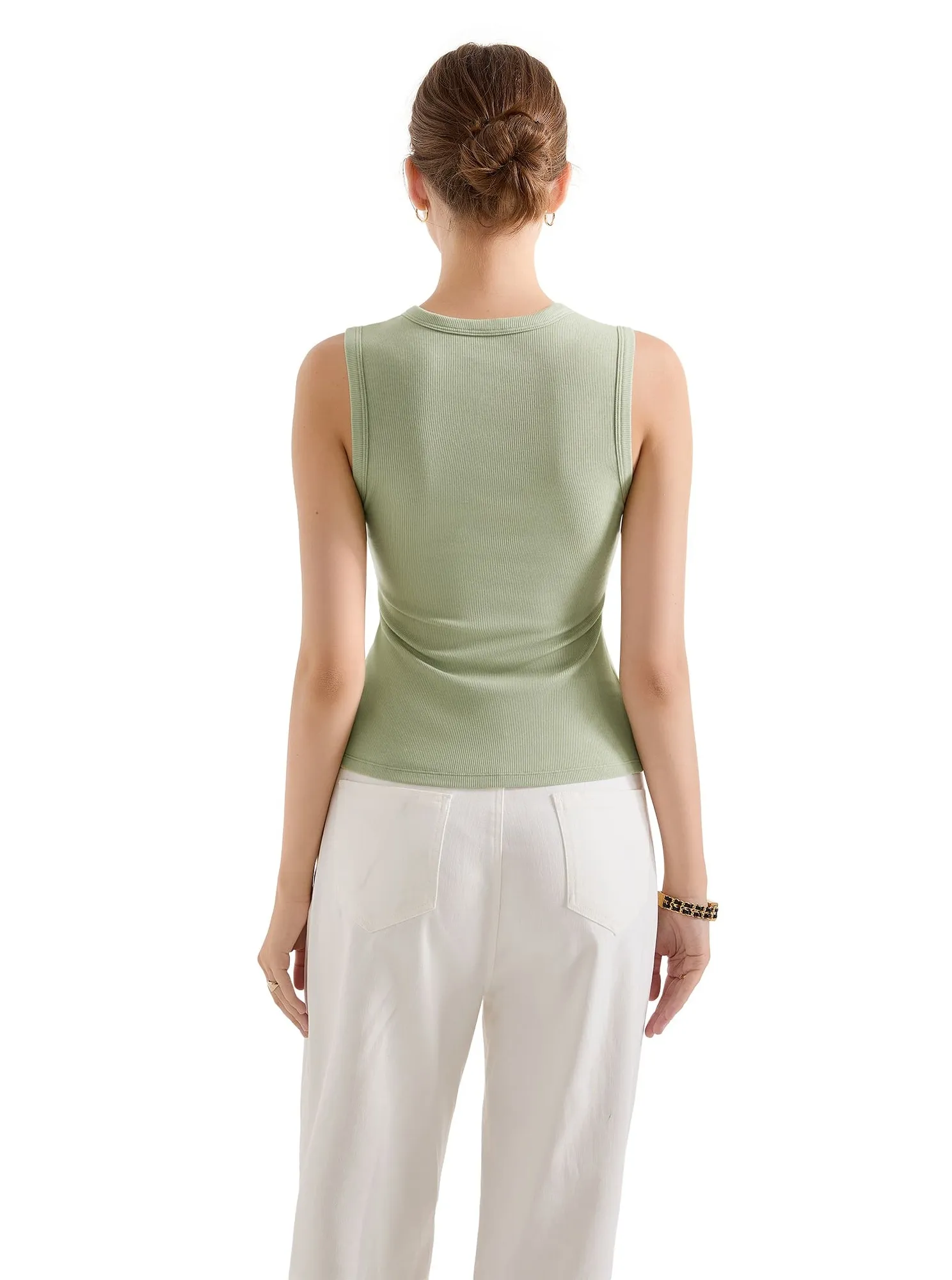 Cotton Ribbed Button Tank Top - Image 30