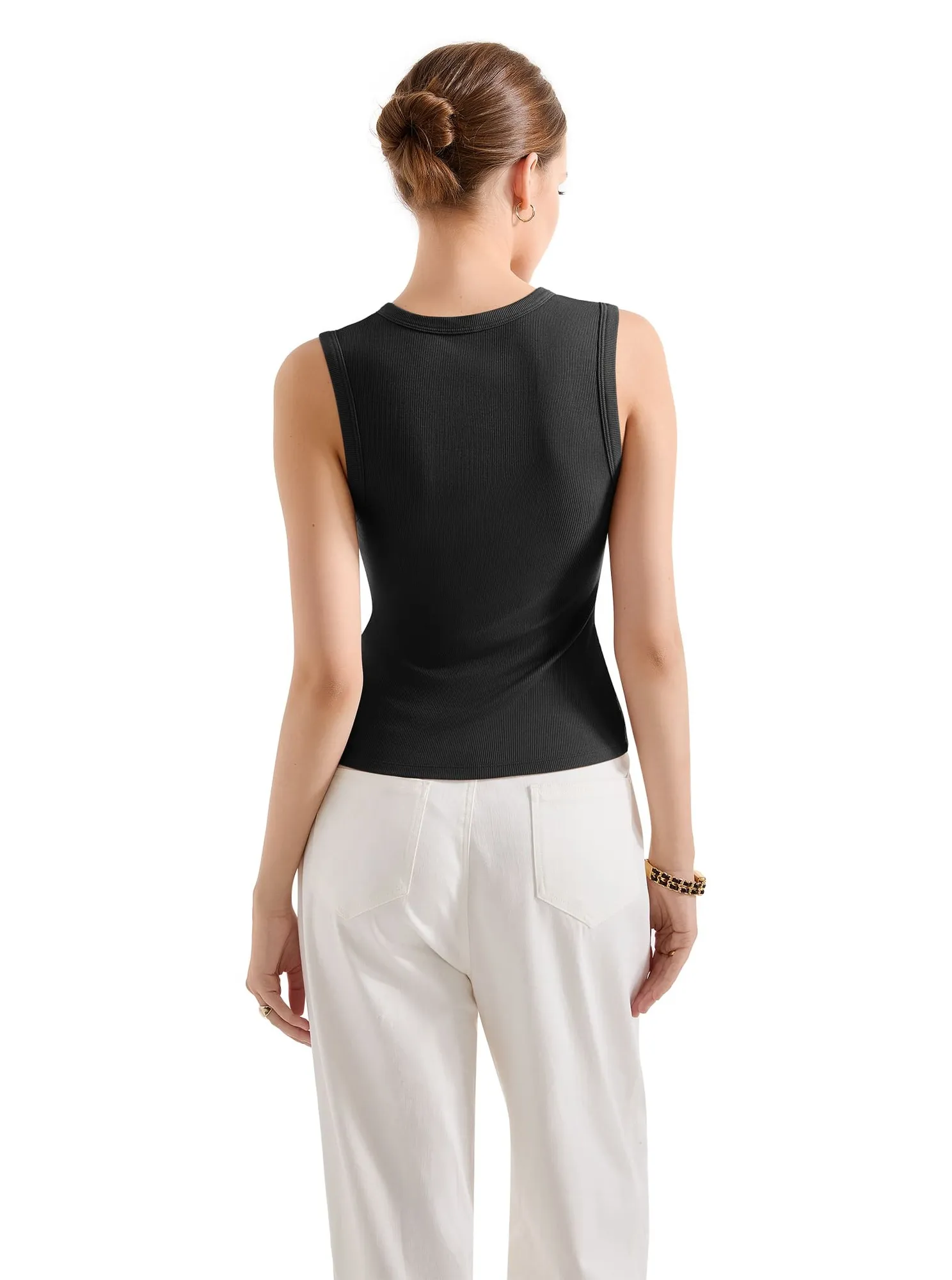 Cotton Ribbed Button Tank Top - Image 6