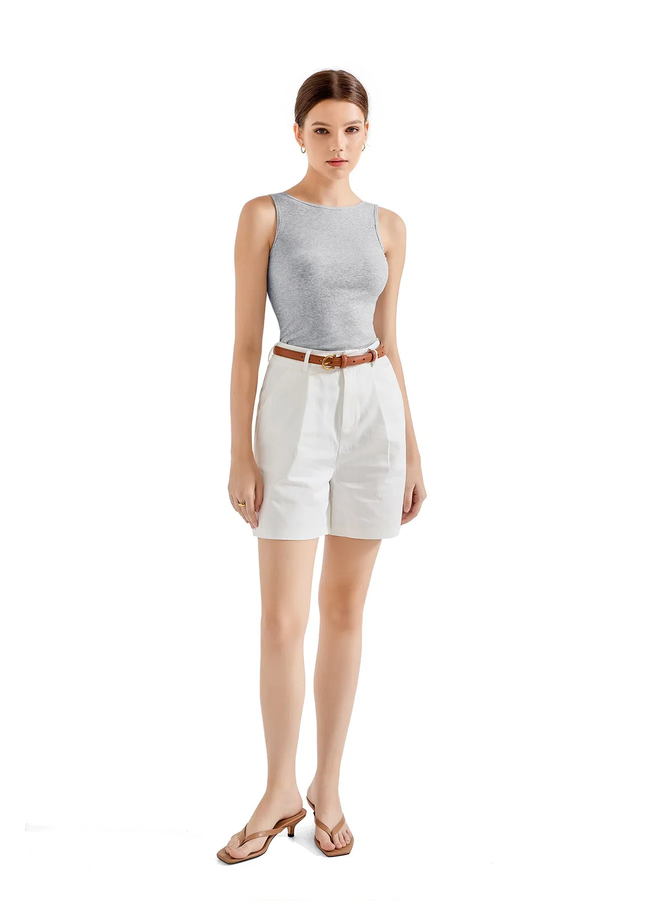 Cotton Ribbed Square Neck Tank Top - Image 10