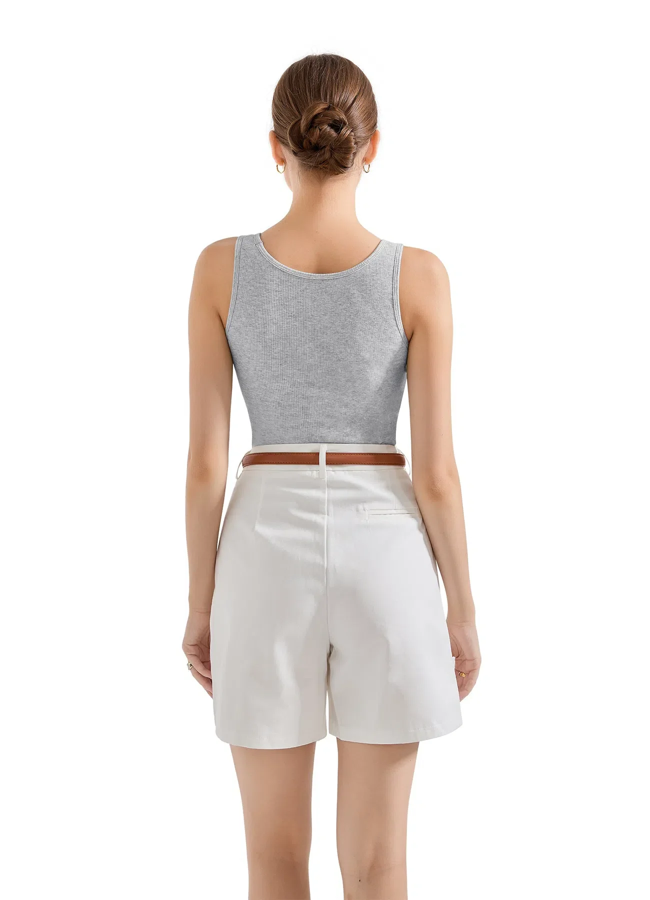 Cotton Ribbed Square Neck Tank Top - Image 11