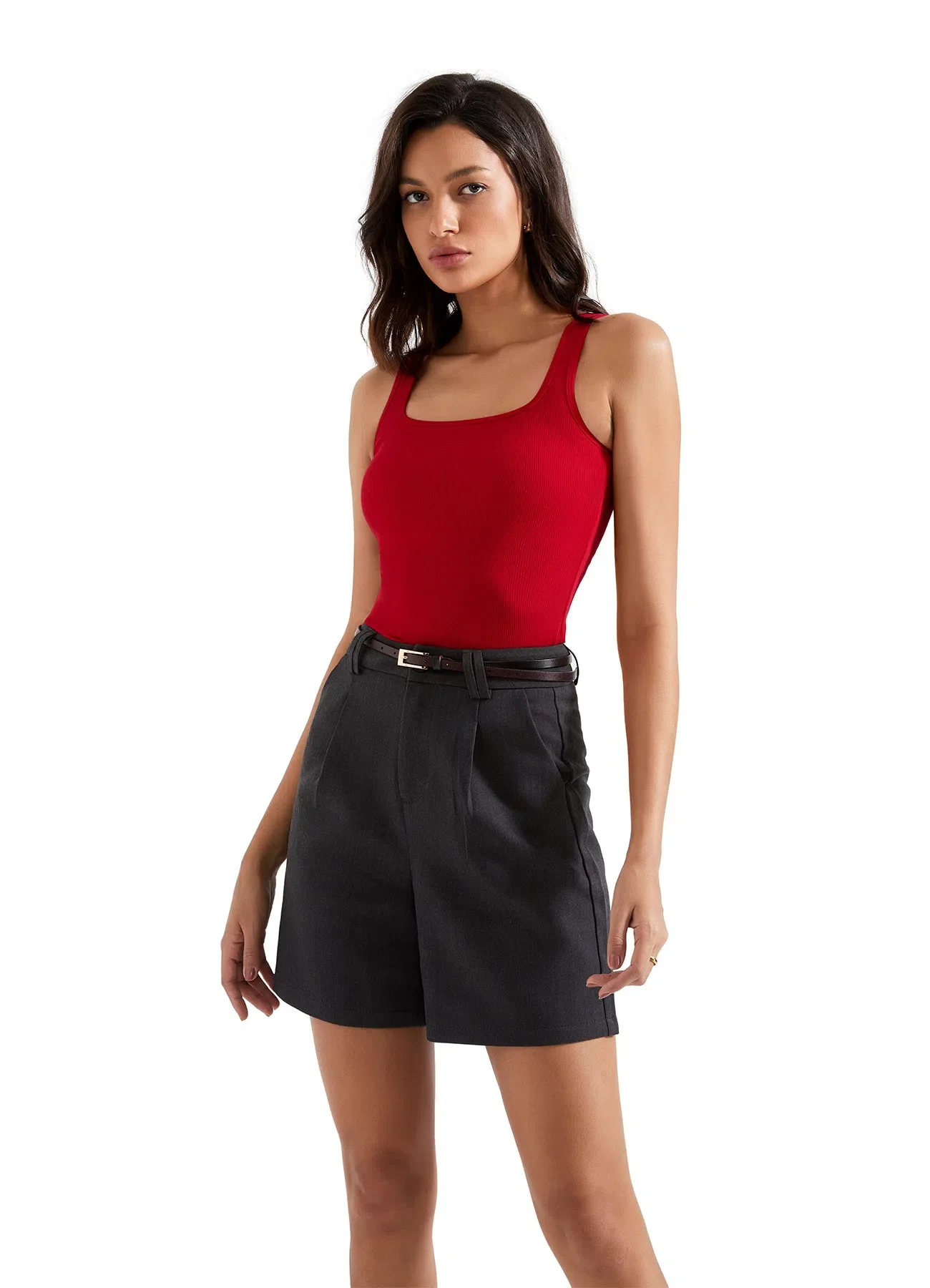 Cotton Ribbed Square Neck Tank Top - Image 16