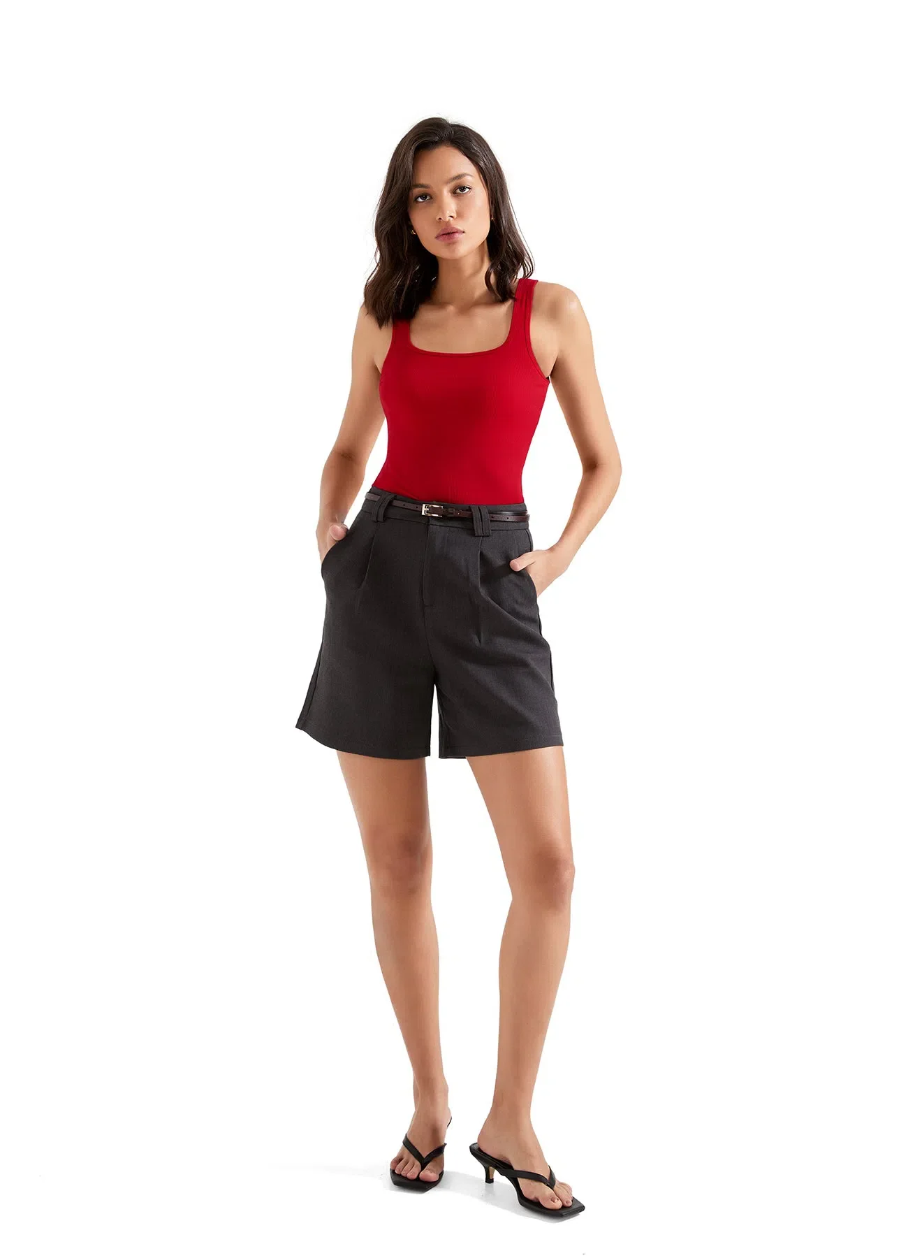 Cotton Ribbed Square Neck Tank Top - Image 17