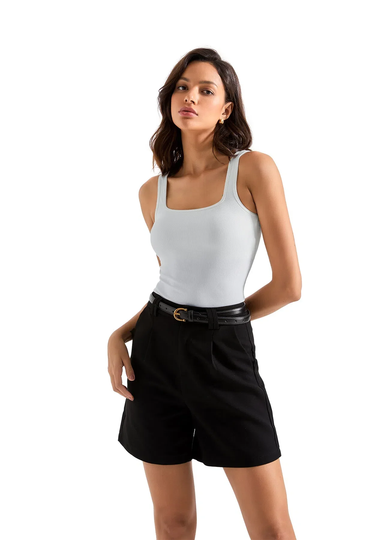 Cotton Ribbed Square Neck Tank Top - Image 22