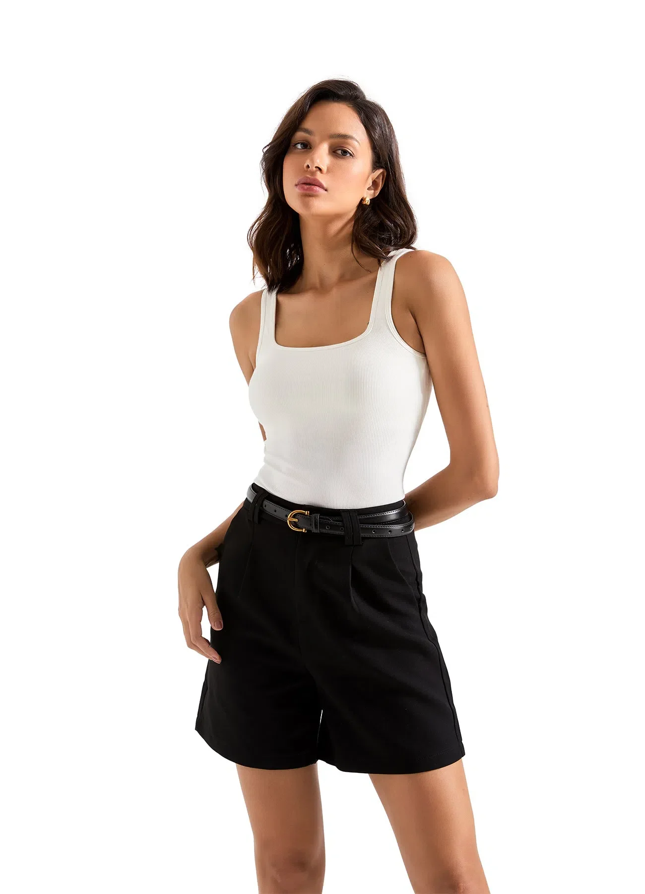 Cotton Ribbed Square Neck Tank Top - Image 27