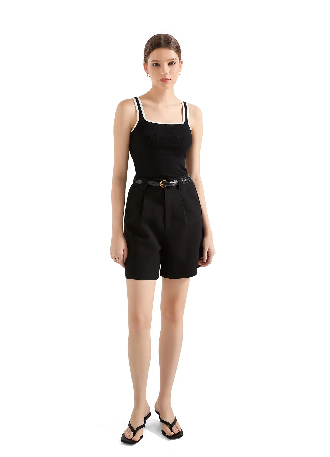 Cotton Ribbed Square Neck Tank Top - Image 30