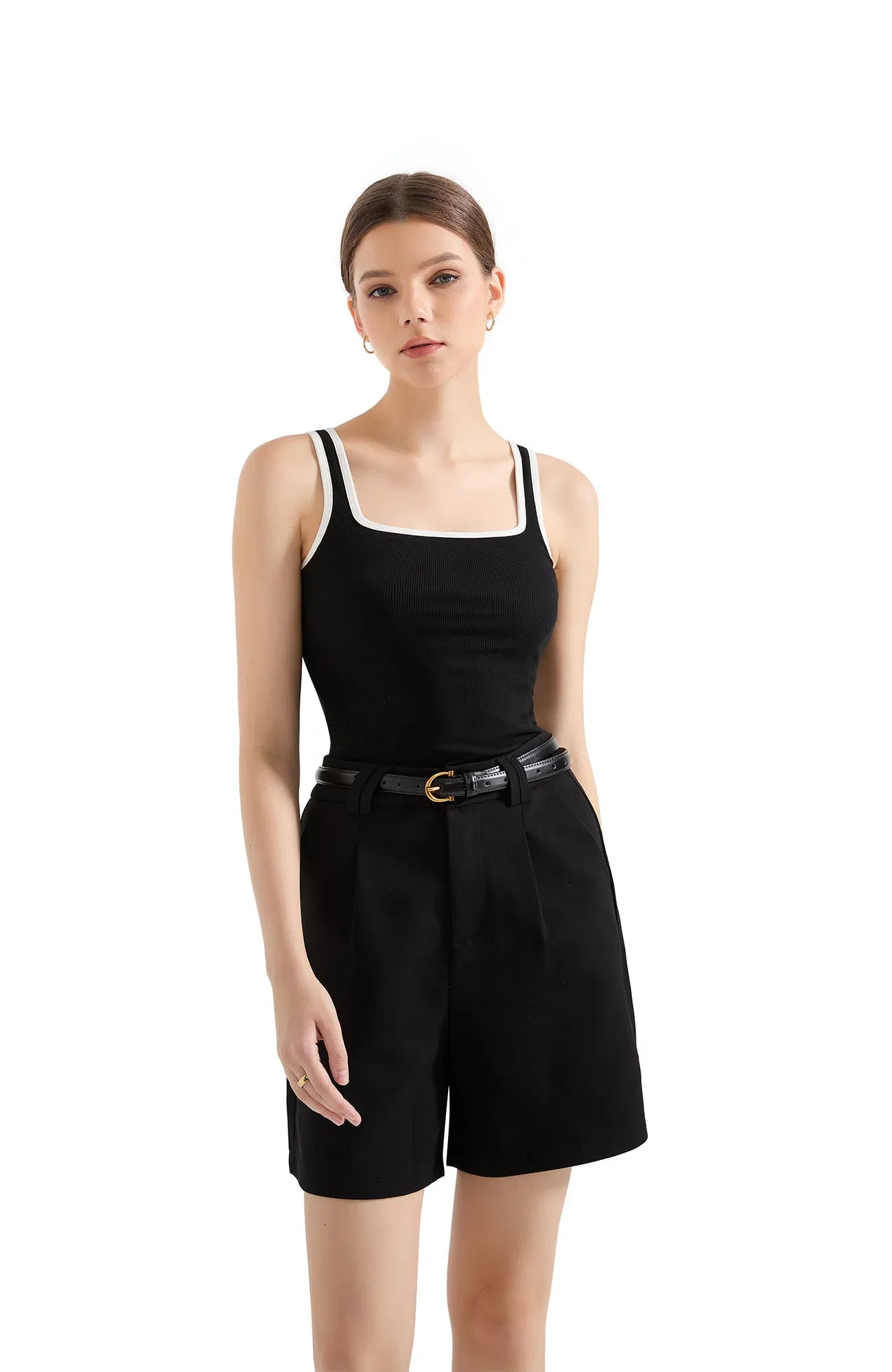 Cotton Ribbed Square Neck Tank Top - Image 31