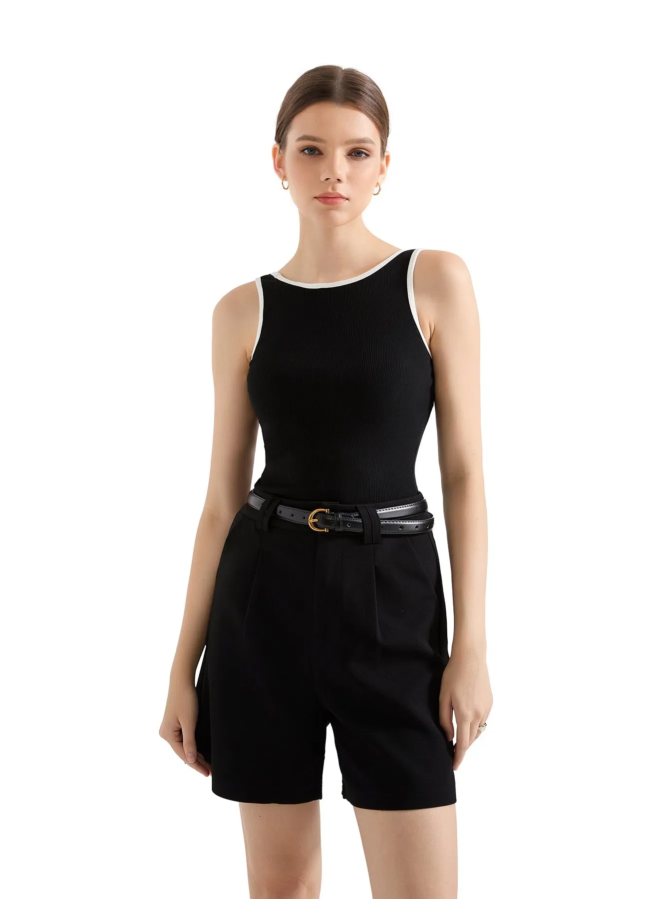 Cotton Ribbed Square Neck Tank Top - Image 32