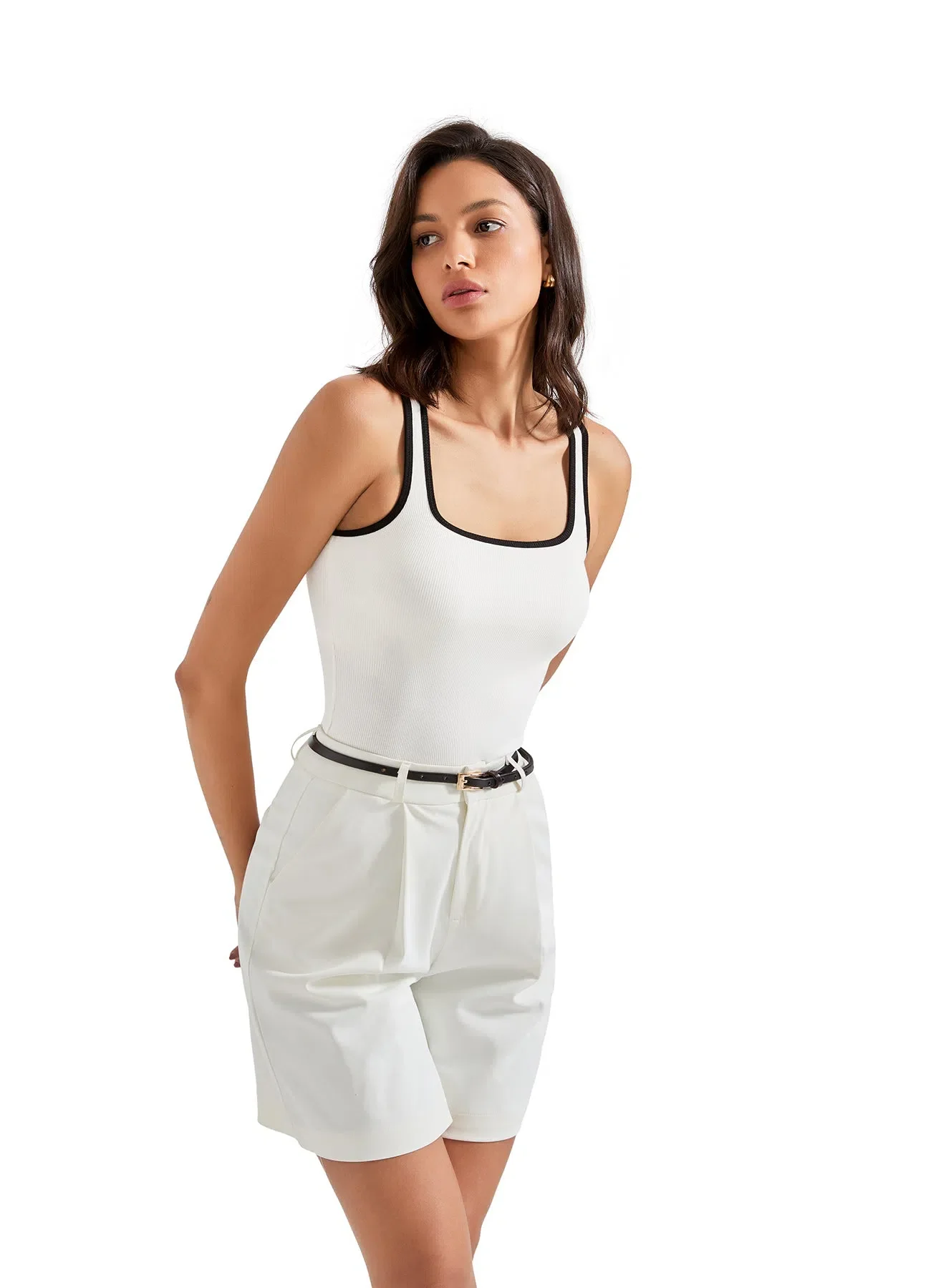 Cotton Ribbed Square Neck Tank Top - Image 39