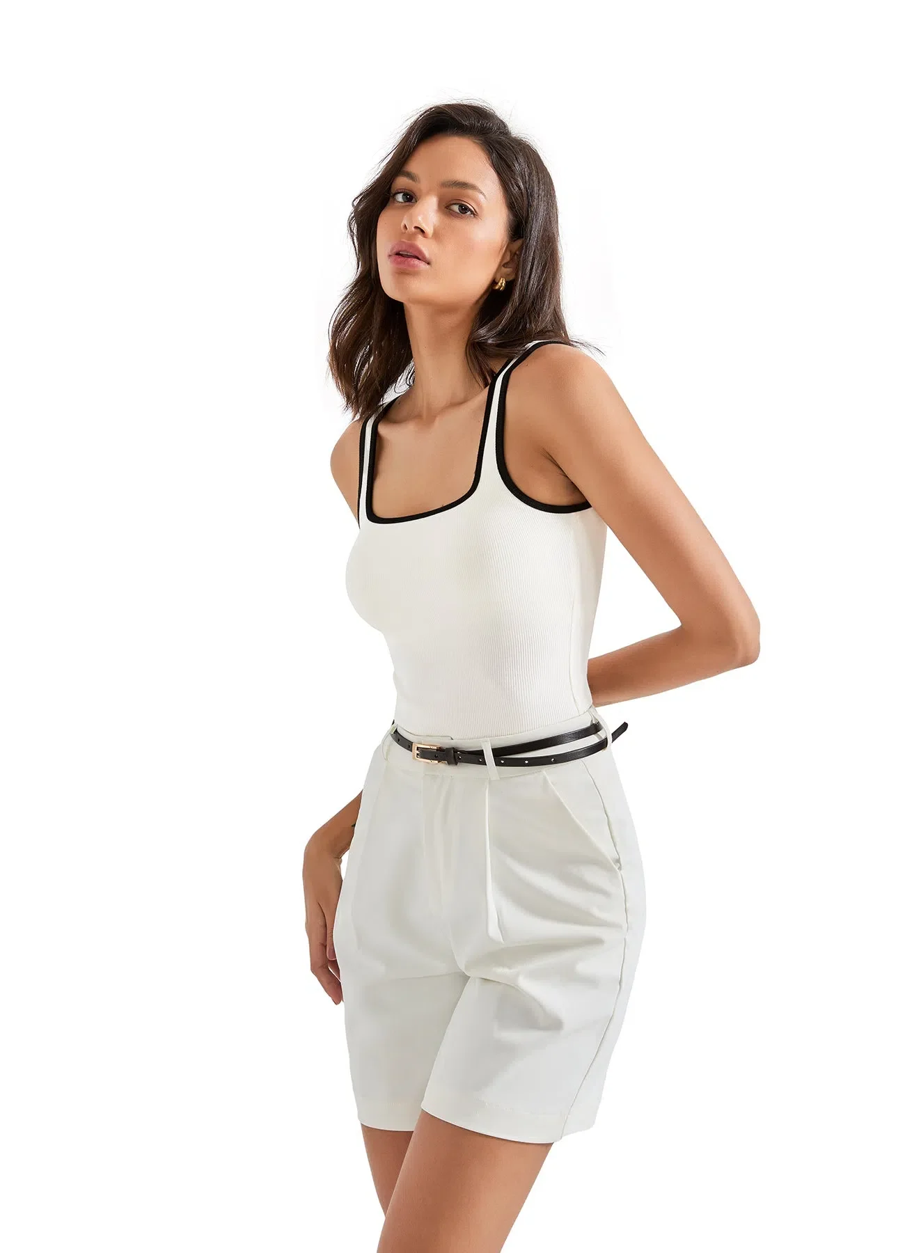 Cotton Ribbed Square Neck Tank Top - Image 40