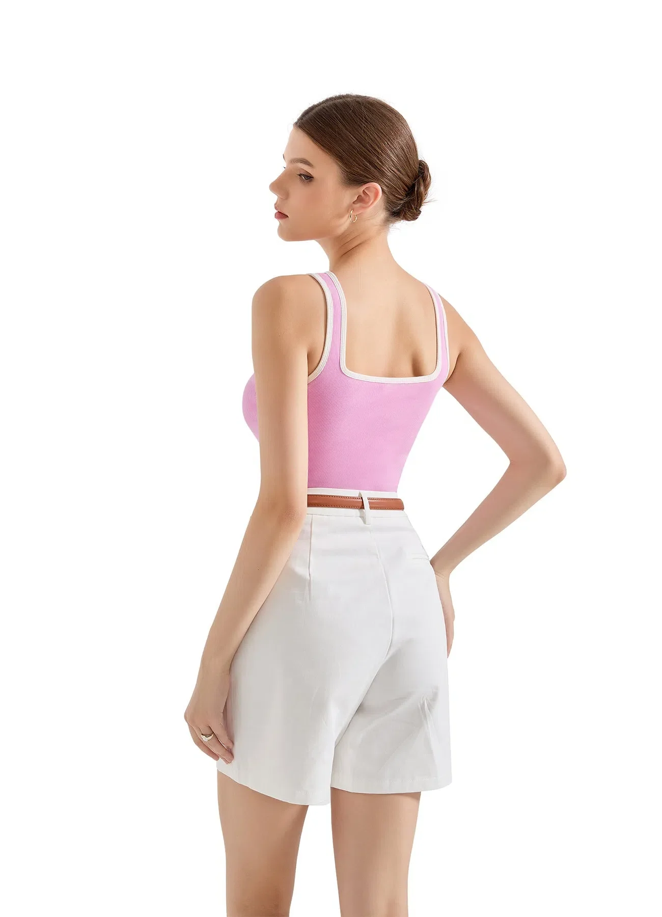 Cotton Ribbed Square Neck Tank Top - Image 43