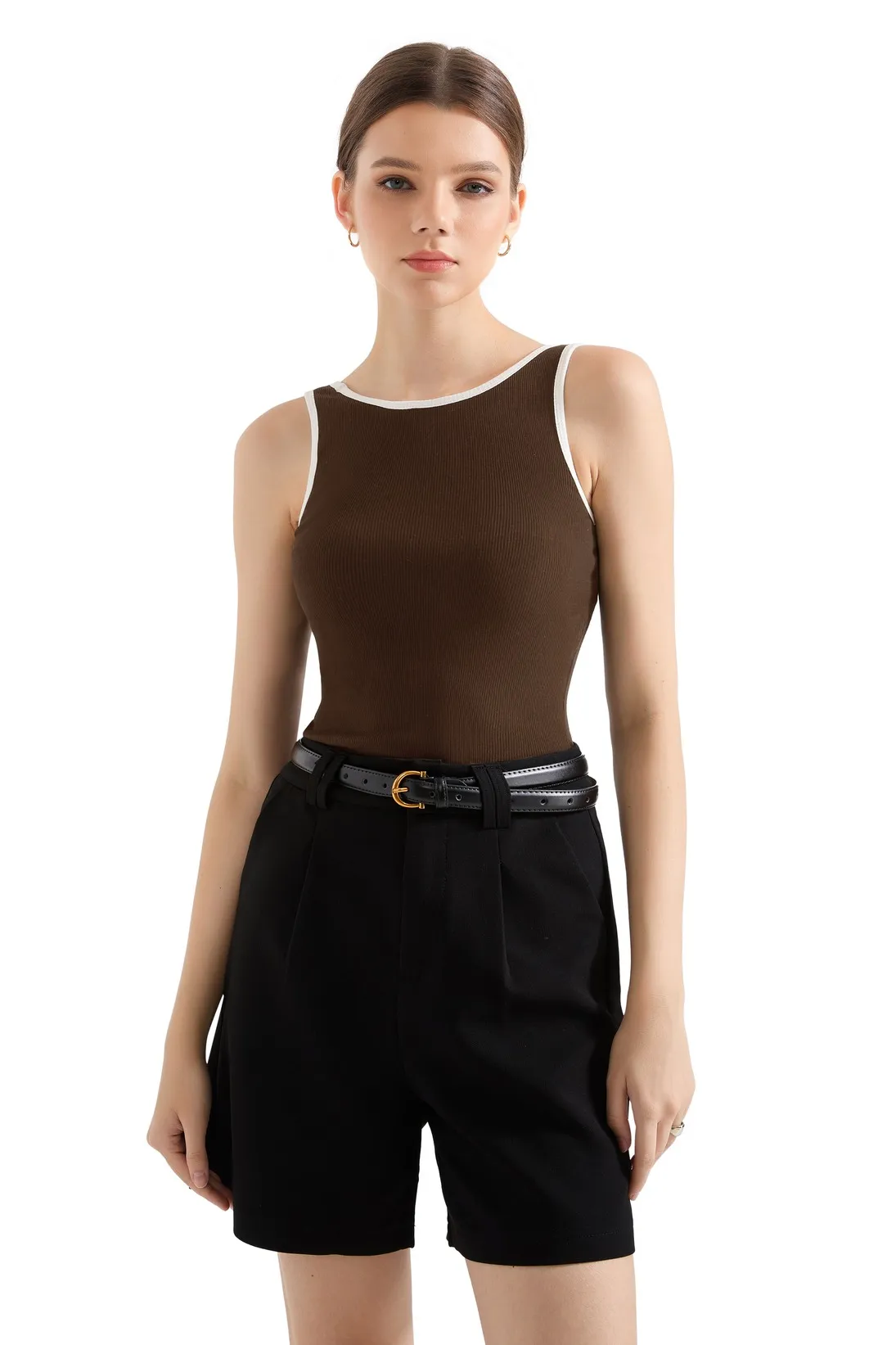 Cotton Ribbed Square Neck Tank Top - Image 48