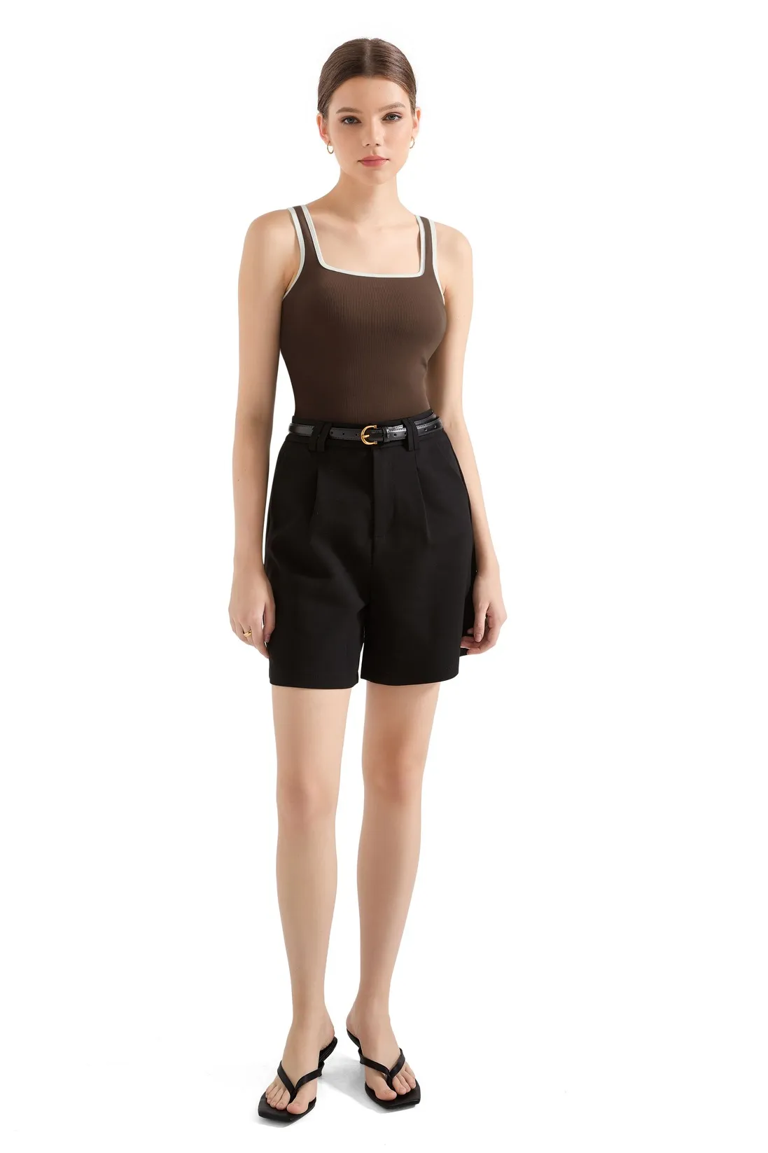 Cotton Ribbed Square Neck Tank Top - Image 49