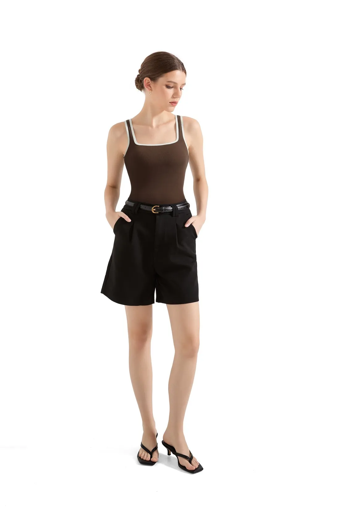 Cotton Ribbed Square Neck Tank Top - Image 50