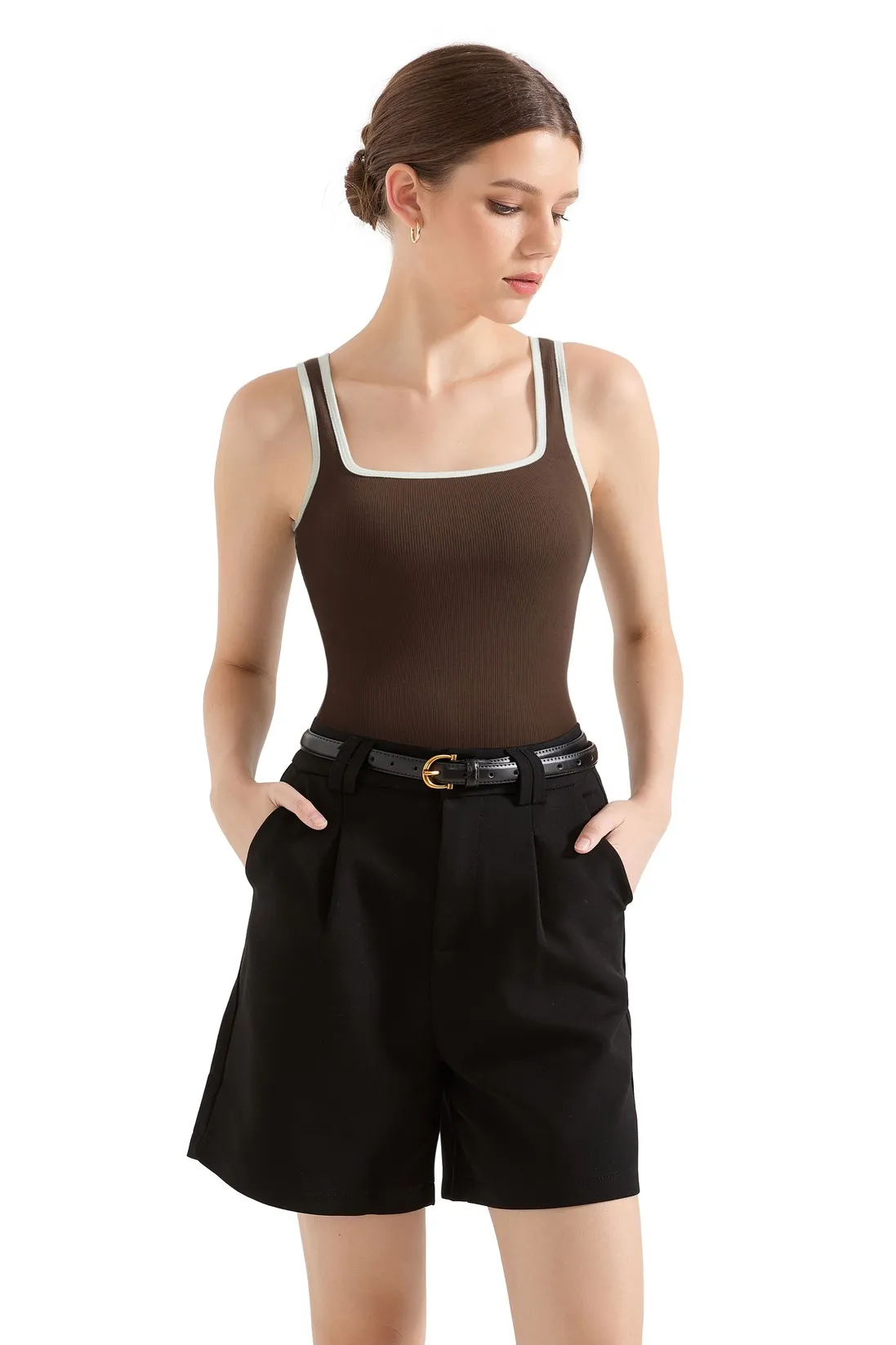Cotton Ribbed Square Neck Tank Top - Image 51