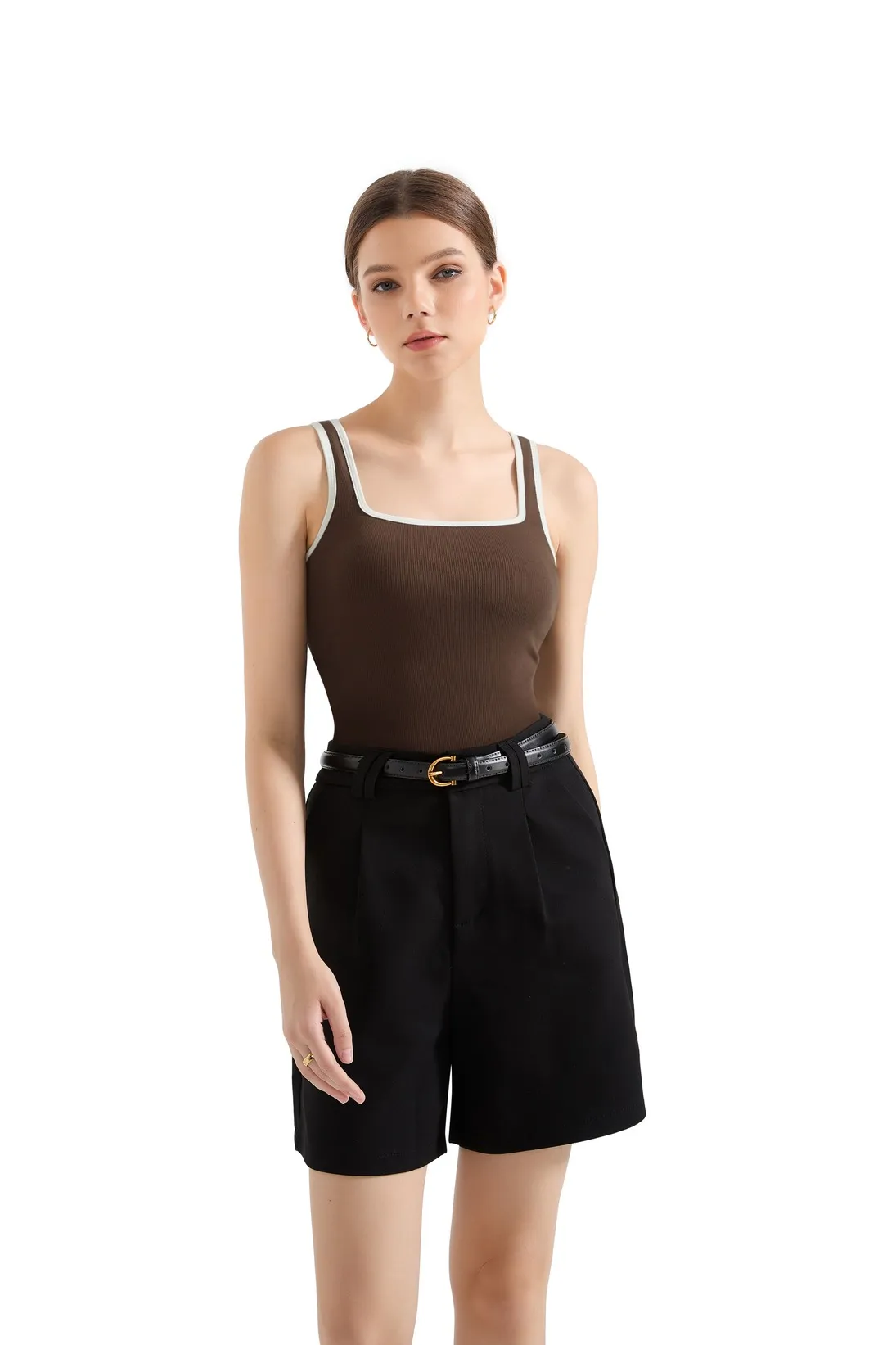 Cotton Ribbed Square Neck Tank Top - Image 52