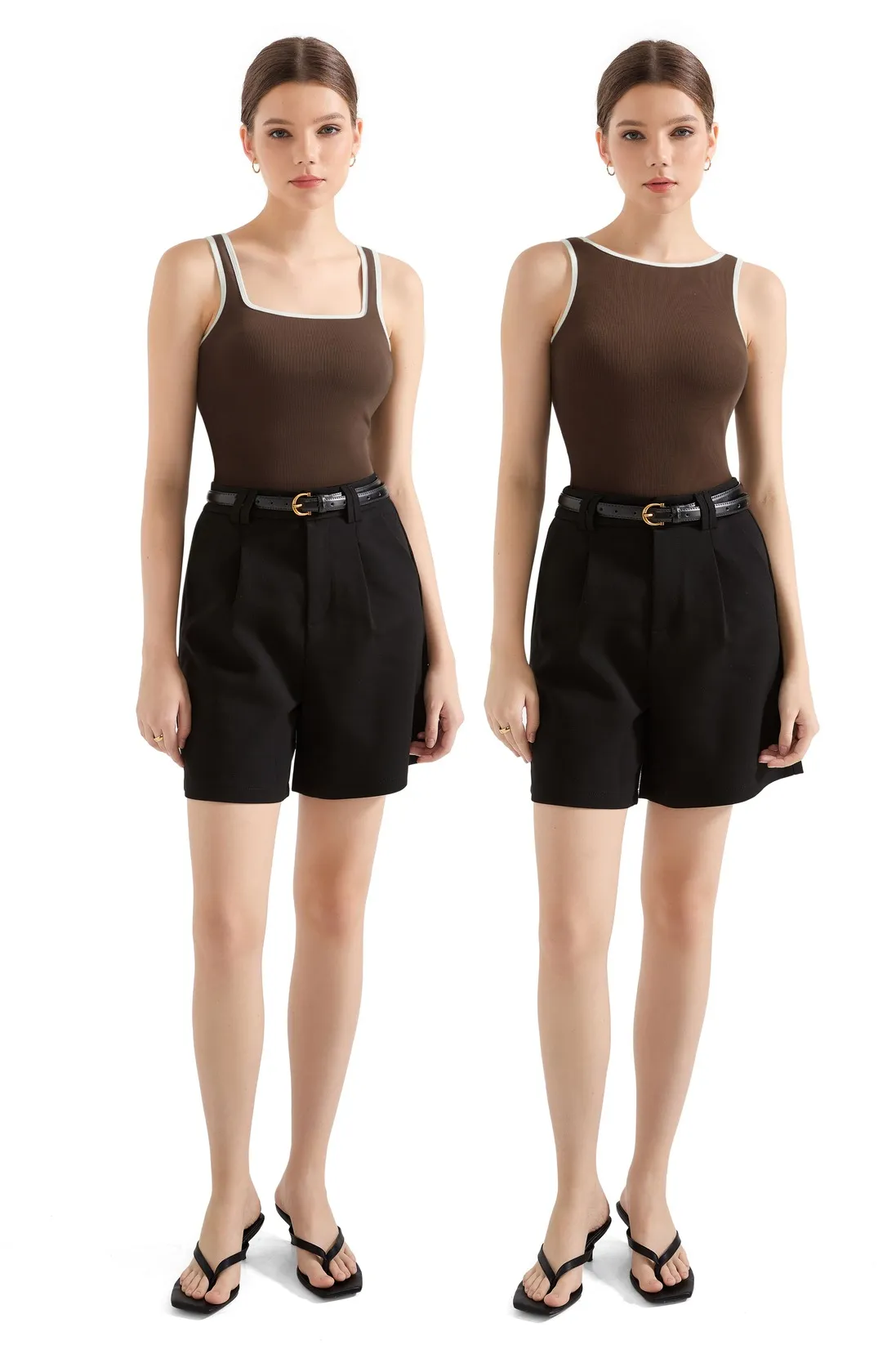 Cotton Ribbed Square Neck Tank Top - Image 56