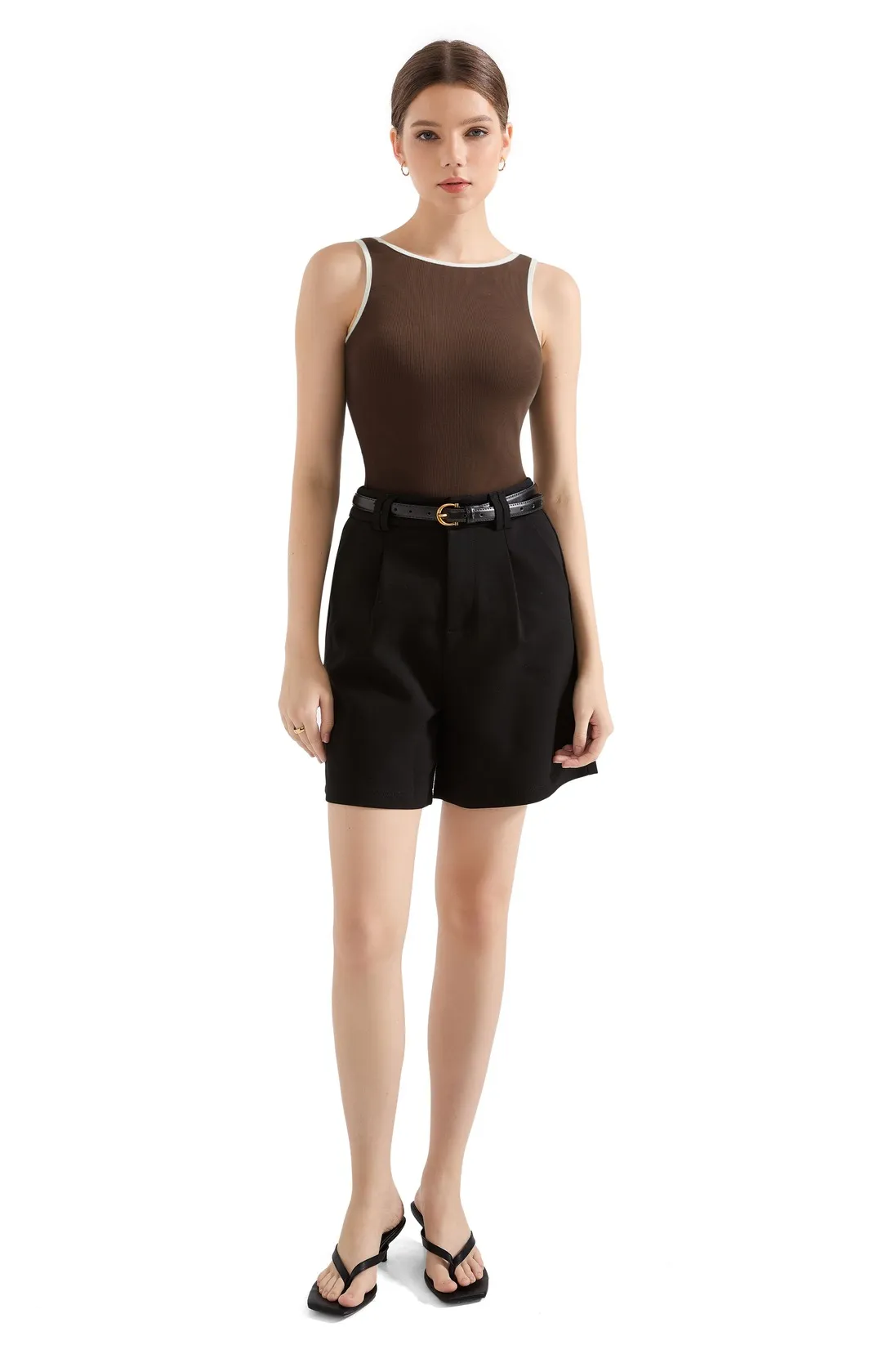 Cotton Ribbed Square Neck Tank Top - Image 57