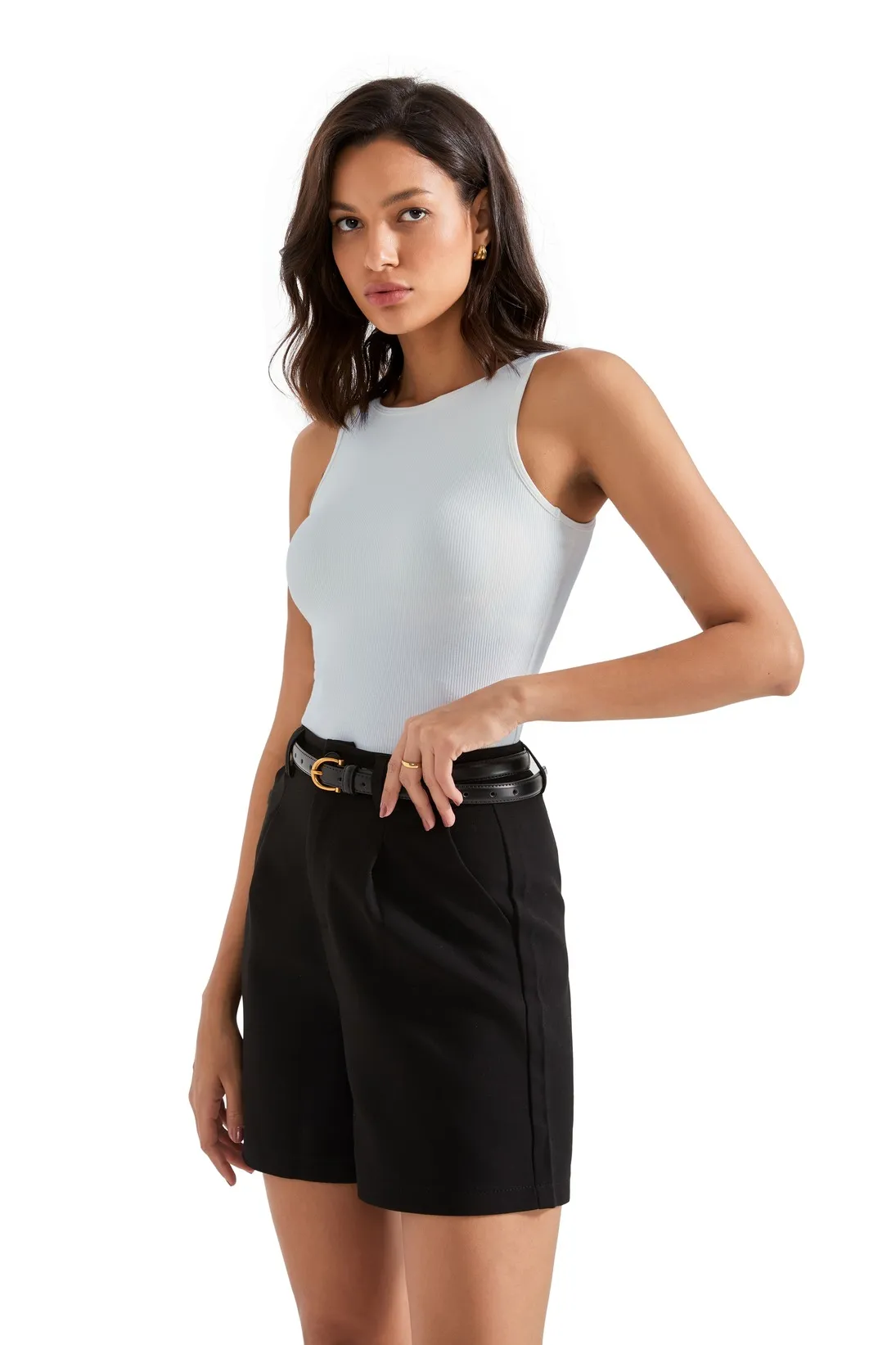 Cotton Ribbed Square Neck Tank Top - Image 66