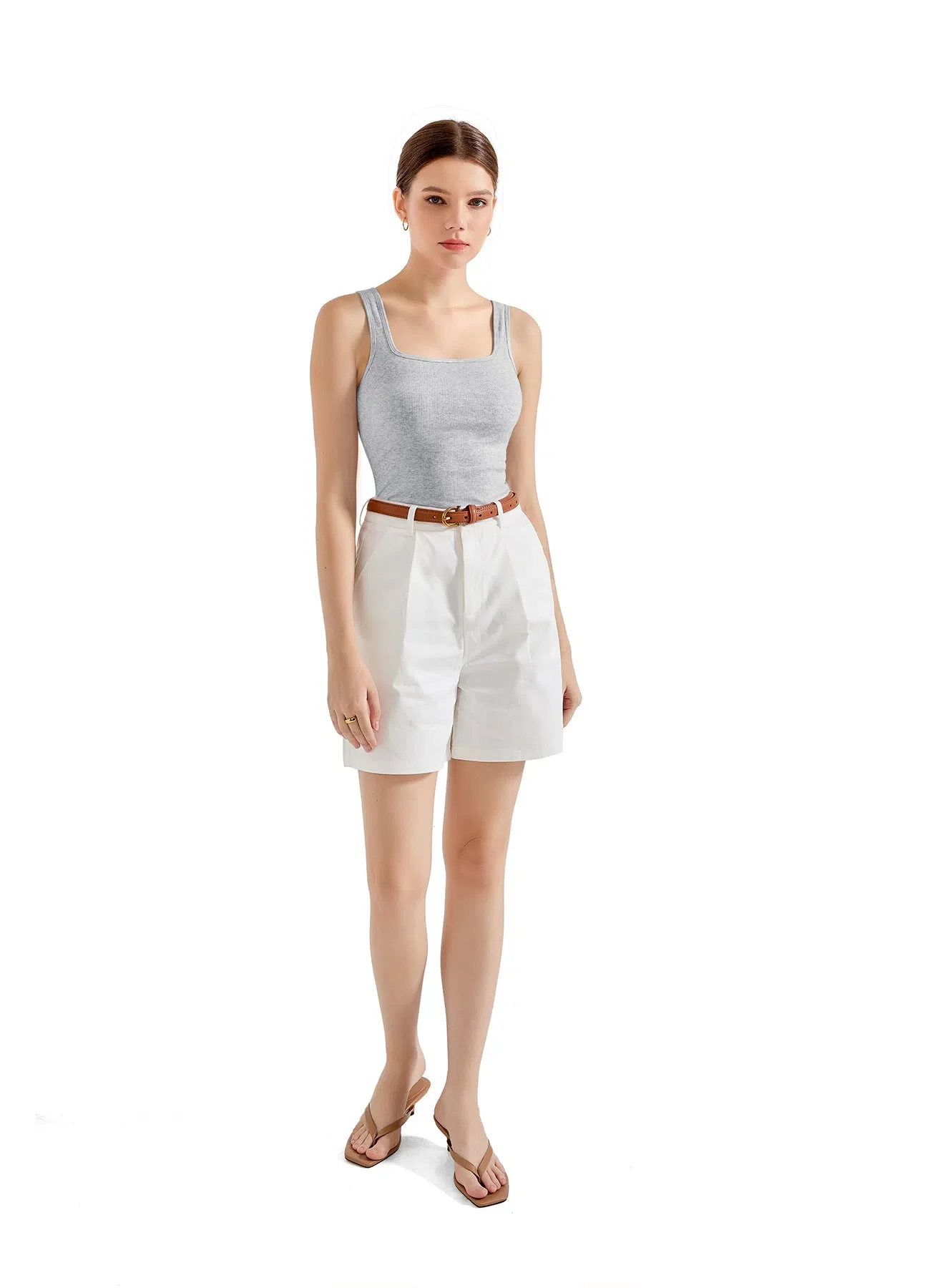 Cotton Ribbed Square Neck Tank Top - Image 8