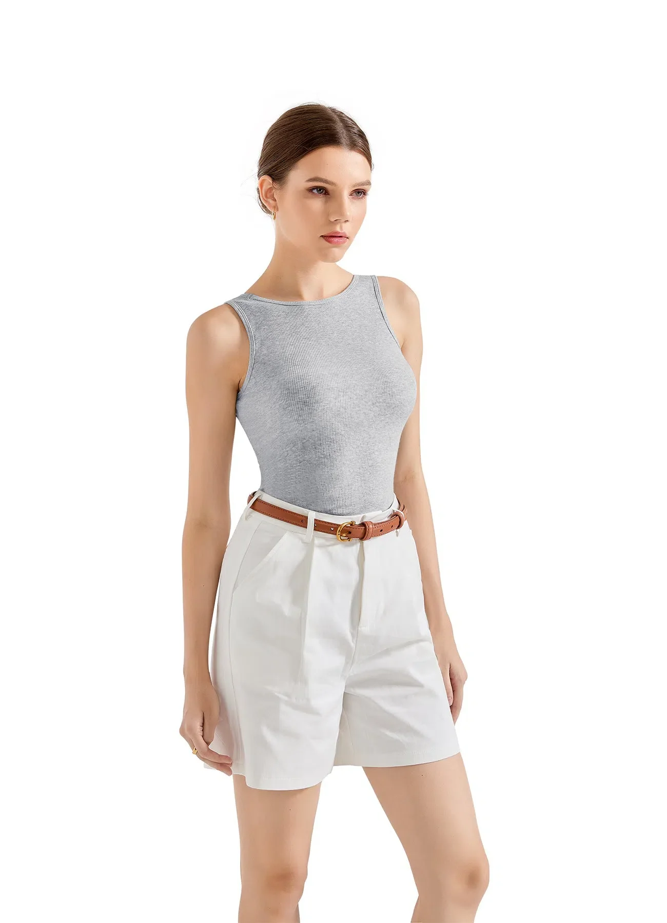 Cotton Ribbed Square Neck Tank Top - Image 9