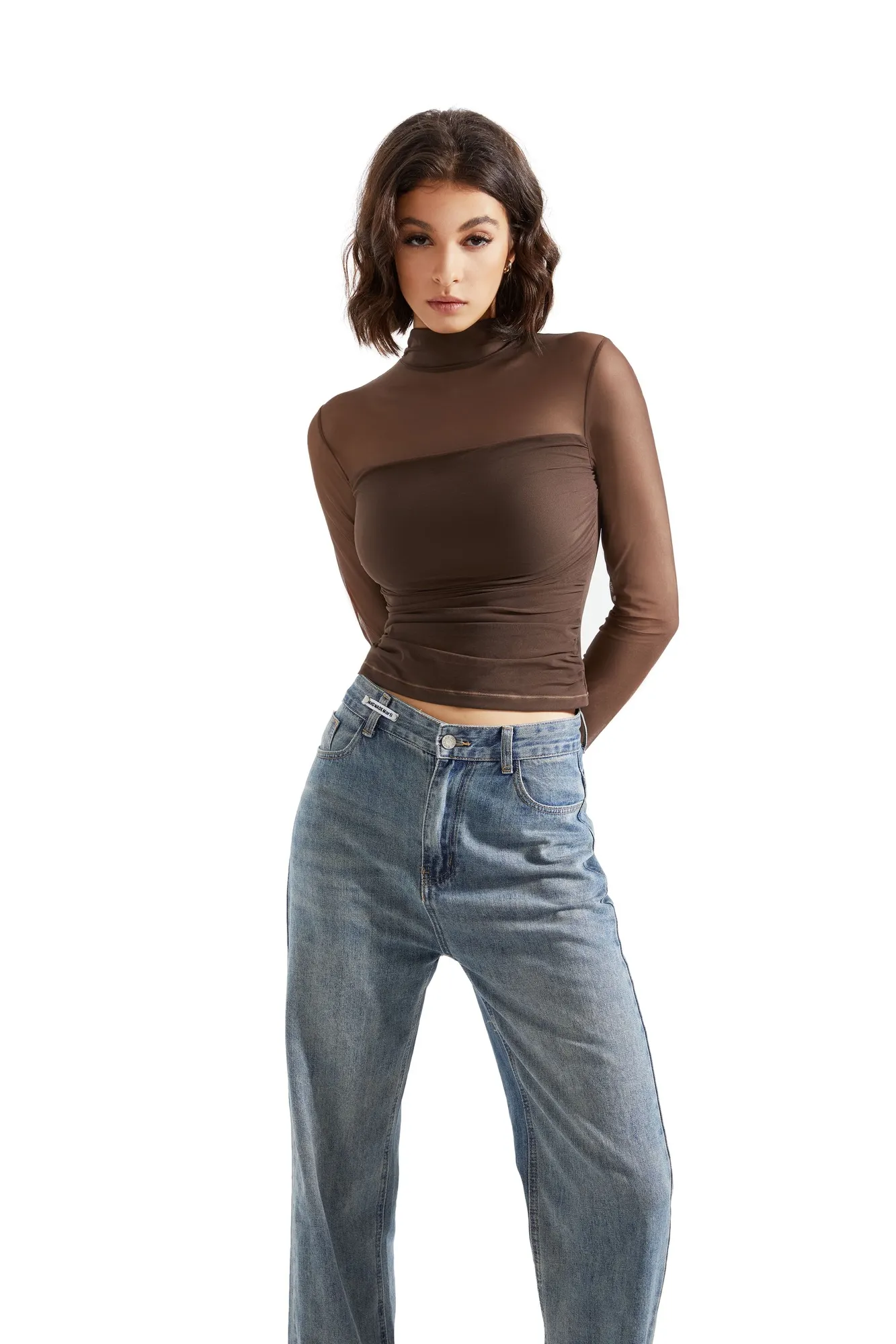 Mesh Mock Neck Shirt - Long Sleeve - Image 11