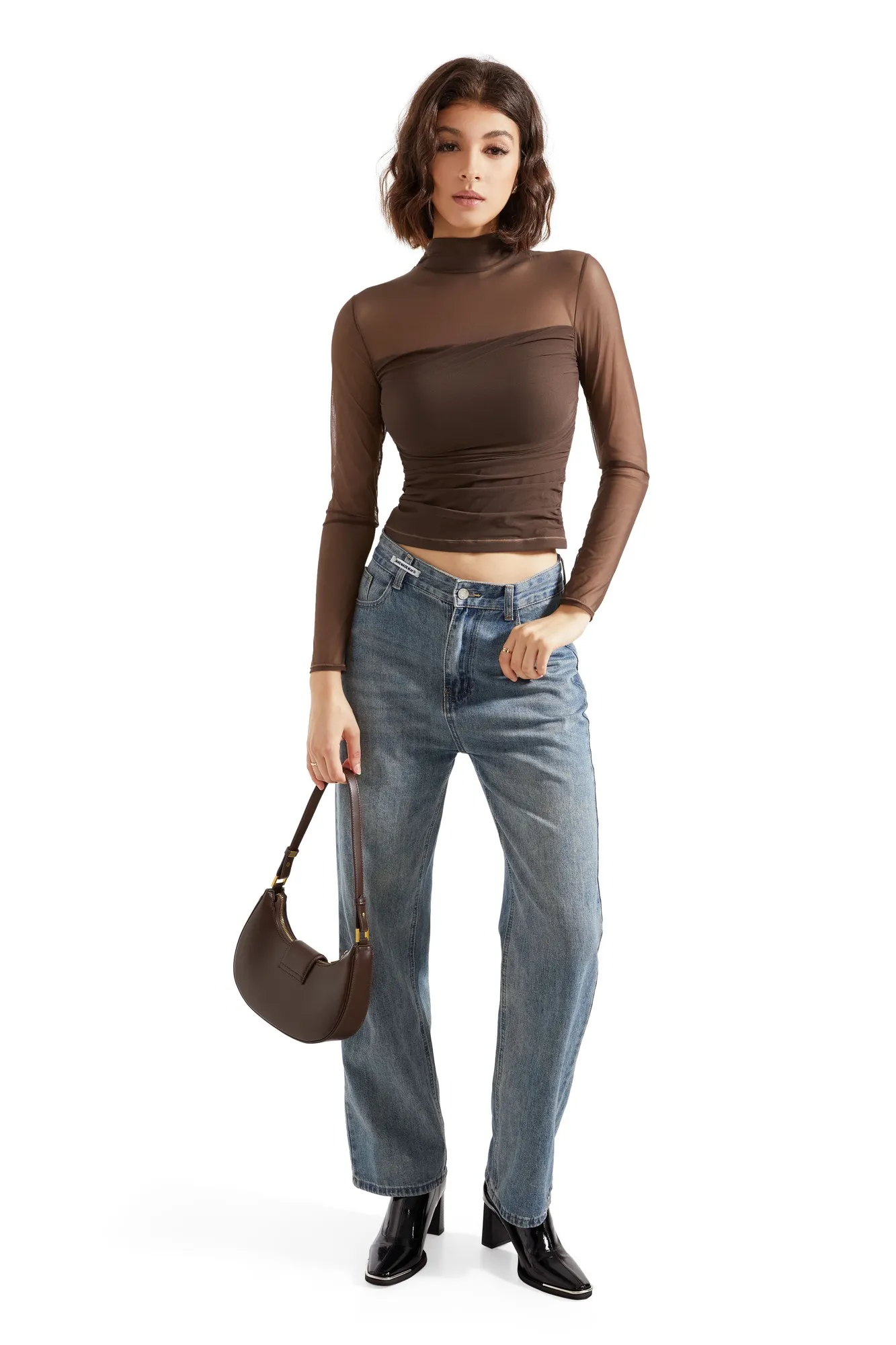 Mesh Mock Neck Shirt - Long Sleeve - Image 12