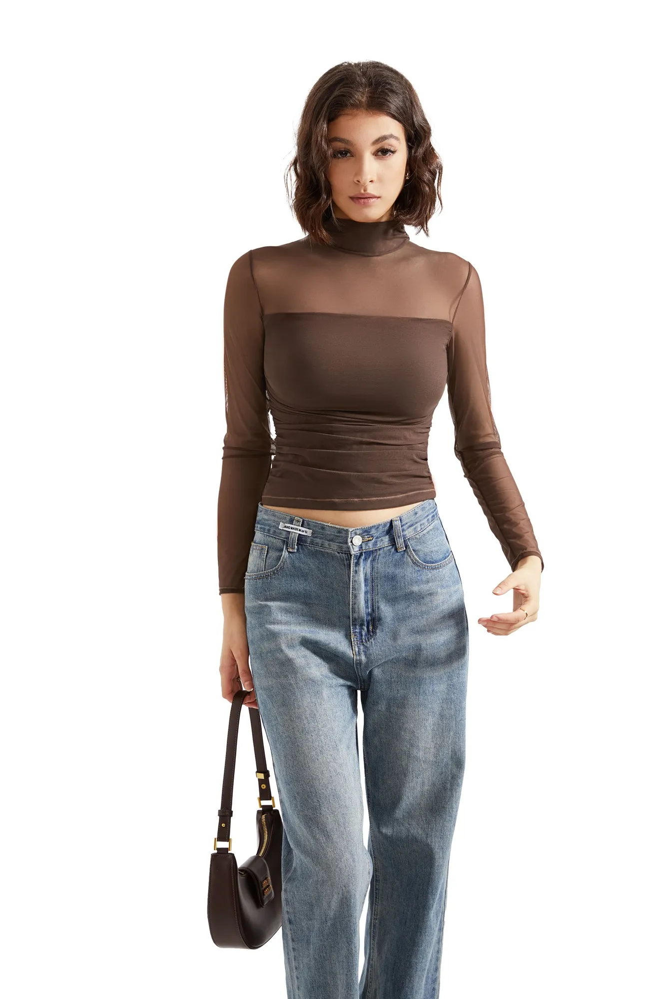 Mesh Mock Neck Shirt - Long Sleeve - Image 13