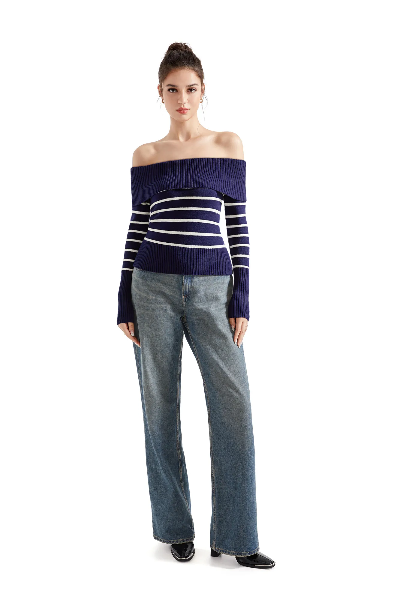 Ribbed Off Shoulder Shirt - Long Sleeve - Image 24