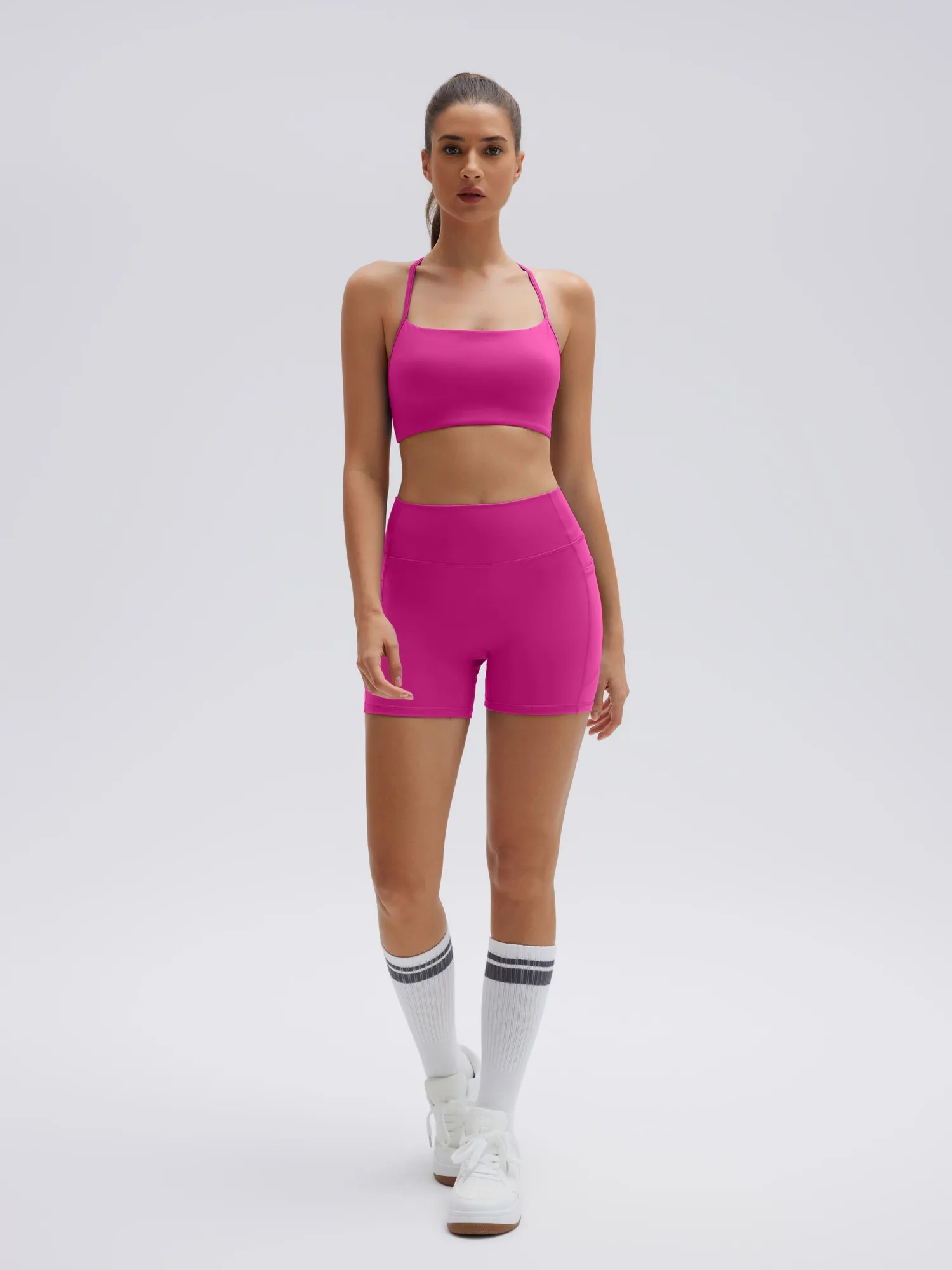 Halter Criss Cross Crop Tops 2 Piece Workout Sets - Image 35
