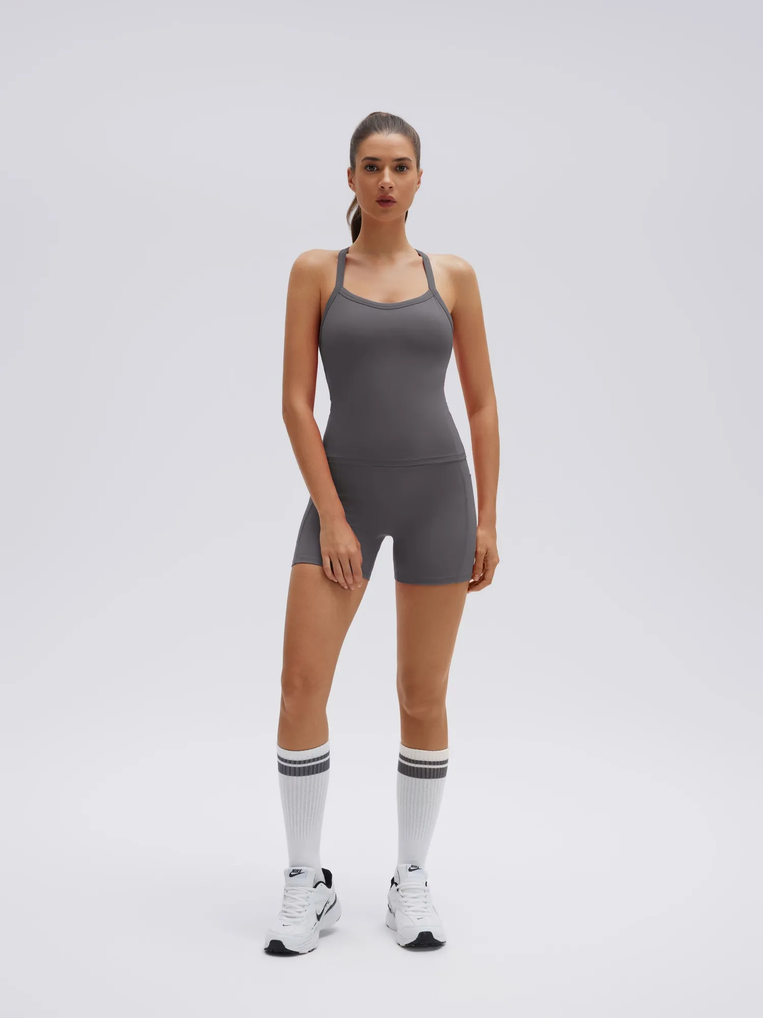 Padded Racerback Criss cross back top 2 Piece Workout Sets - Image 22
