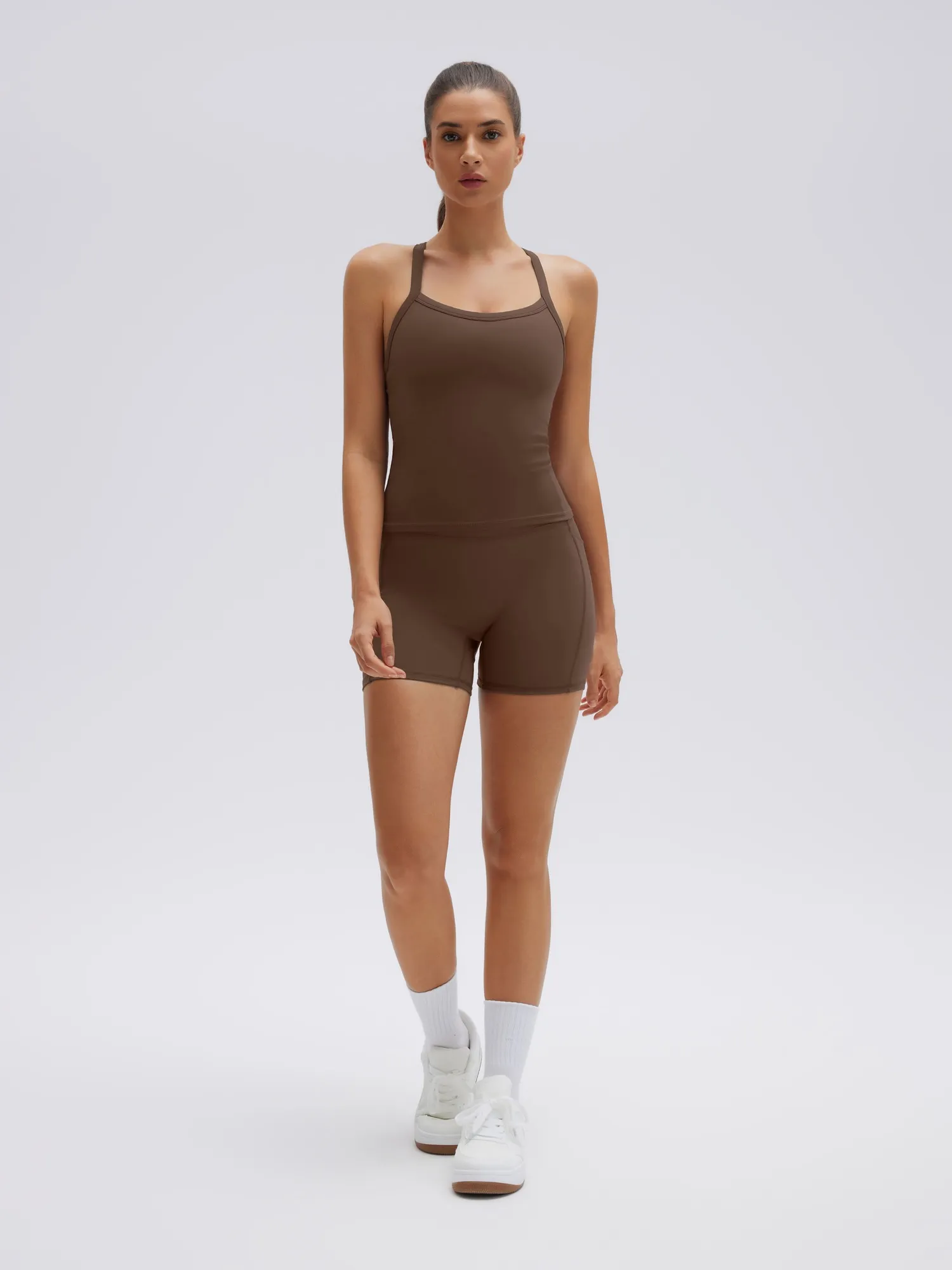 Padded Racerback Criss cross back top 2 Piece Workout Sets - Image 29