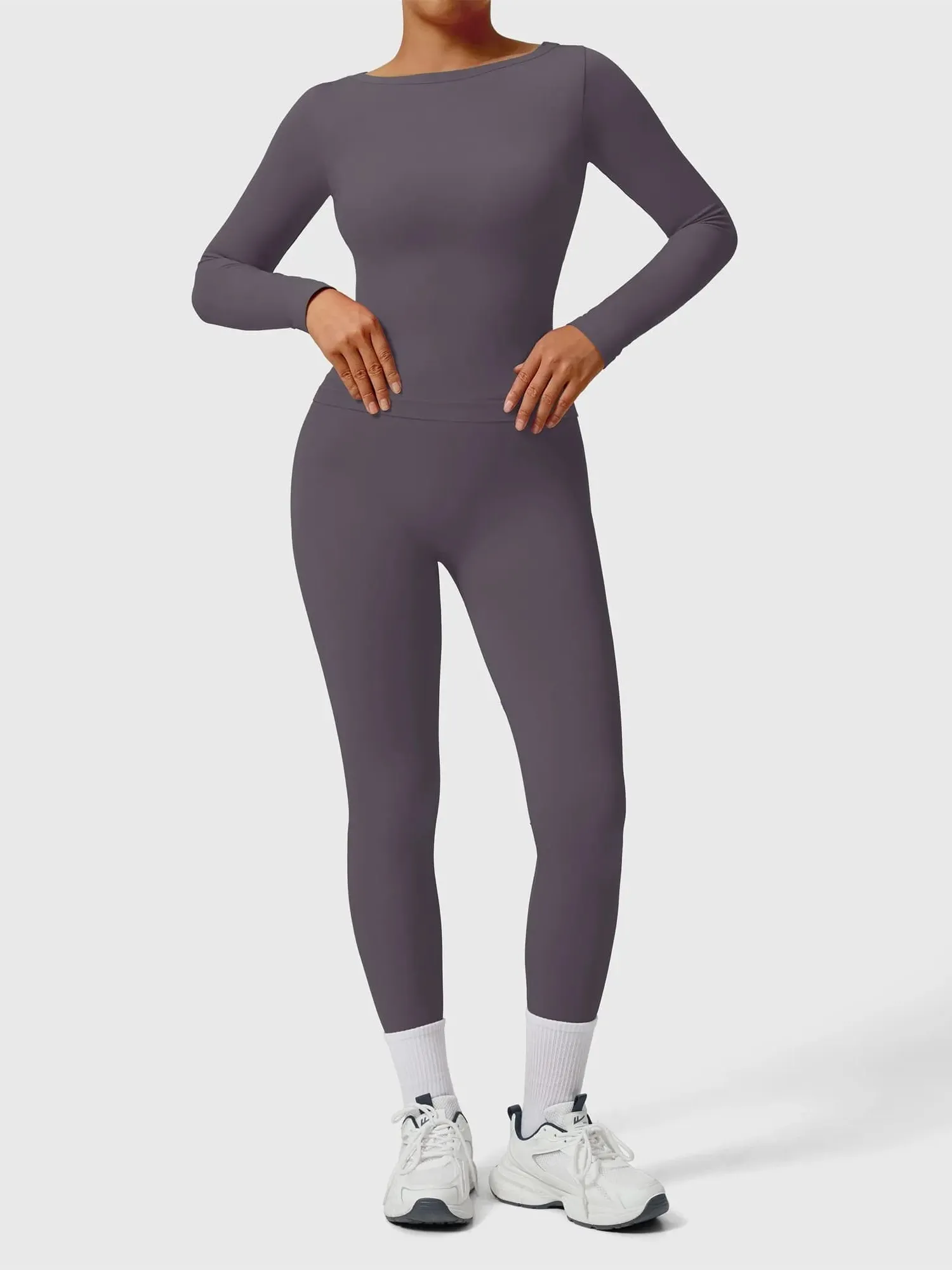 Scoop neck Seamless Leggings 2 Piece Workout Sets - Image 54