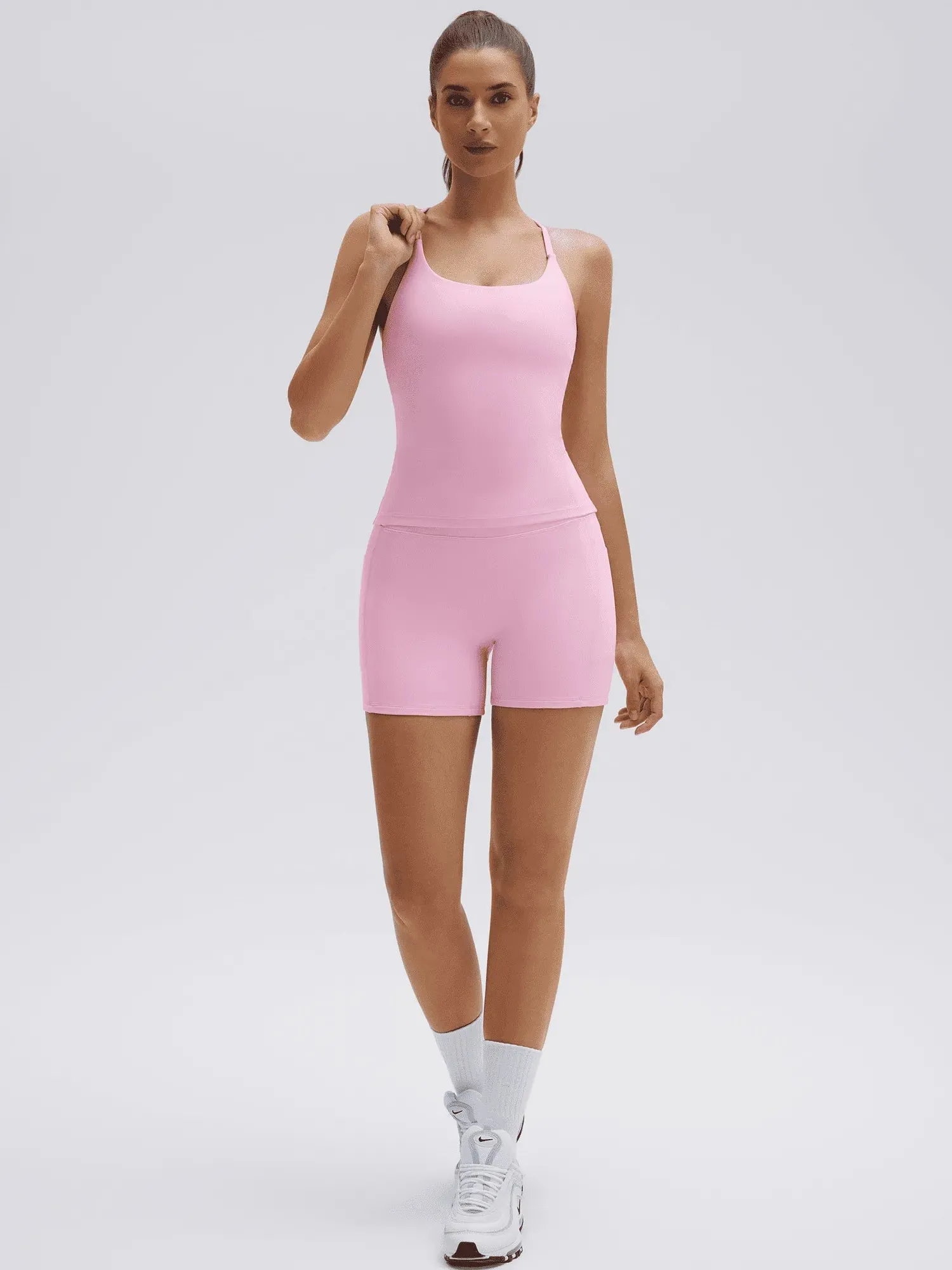 Scoop Neck Backless High Waisted 2 Piece Workout Sets - Image 26