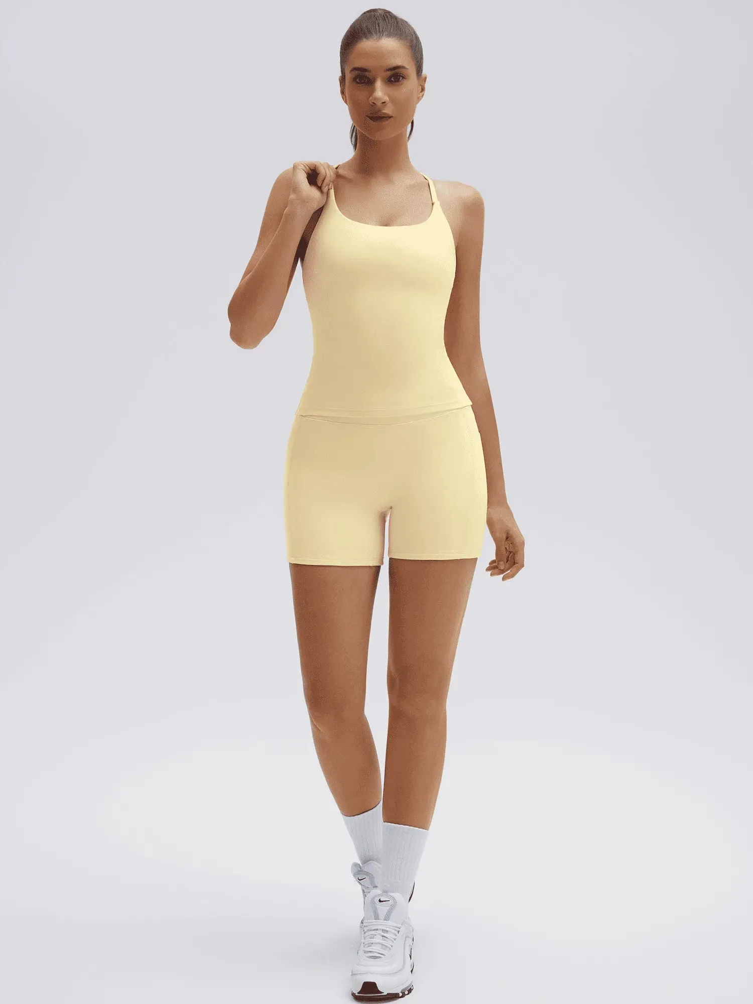 Scoop Neck Backless High Waisted 2 Piece Workout Sets - Image 31