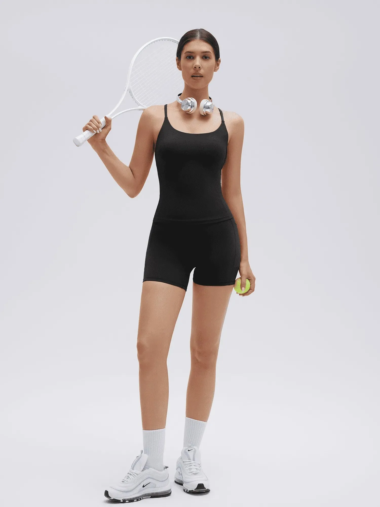 Scoop Neck Backless High Waisted 2 Piece Workout Sets - Image 4